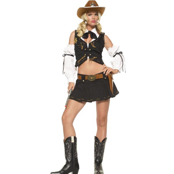 Sexy Cowboy Lady - Costume - XS - Nero/Bianco