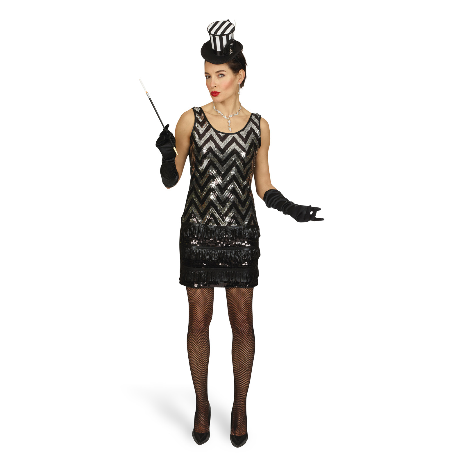 Charleston Dress Costume Women - 40 42 - Silver-colored