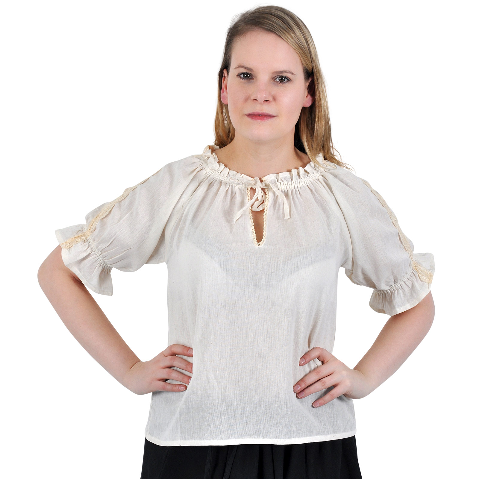 Blusa Luisa de manga corta natural - M - Beige