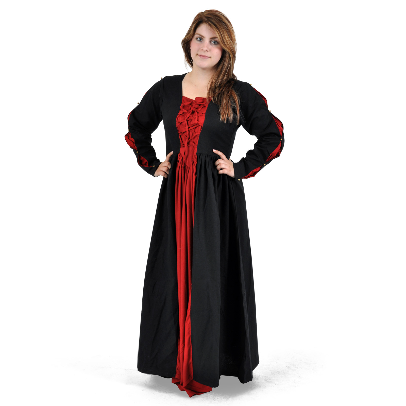 Robe Médiévale Orianne Noir-Rouge - XXXL - Noir