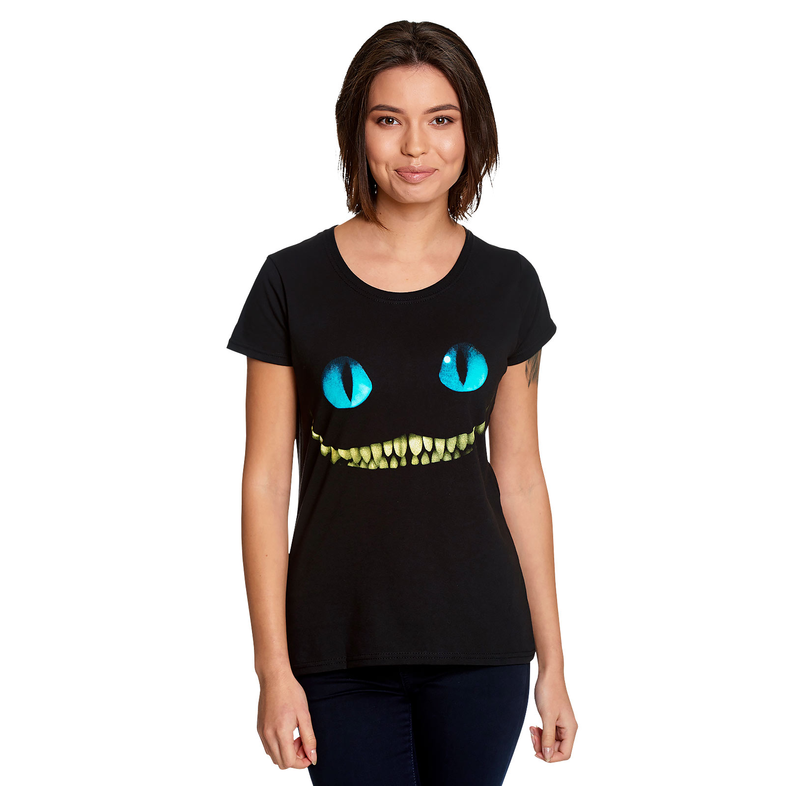 Alice in Wonderland - Smiling Cat Women's T-Shirt - S - Black