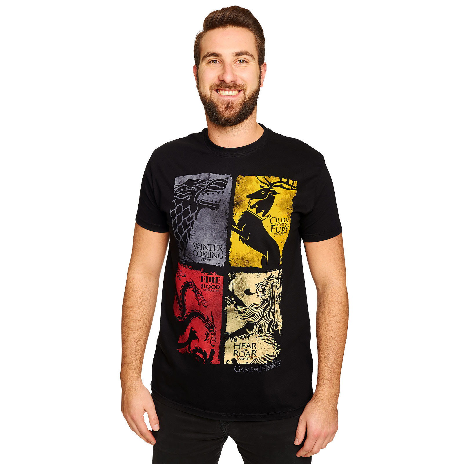 Game of Thrones - T-shirt nera con stemma distressed - XXL - Nero