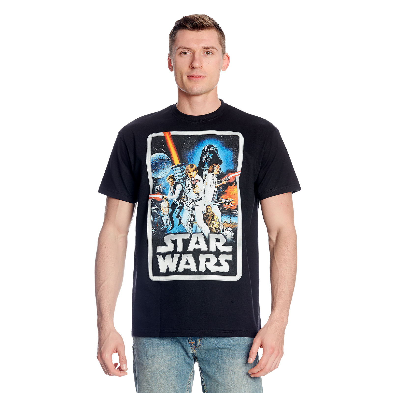 Star Wars - Retro Film Poster T-Shirt Zwart - S - Zwart