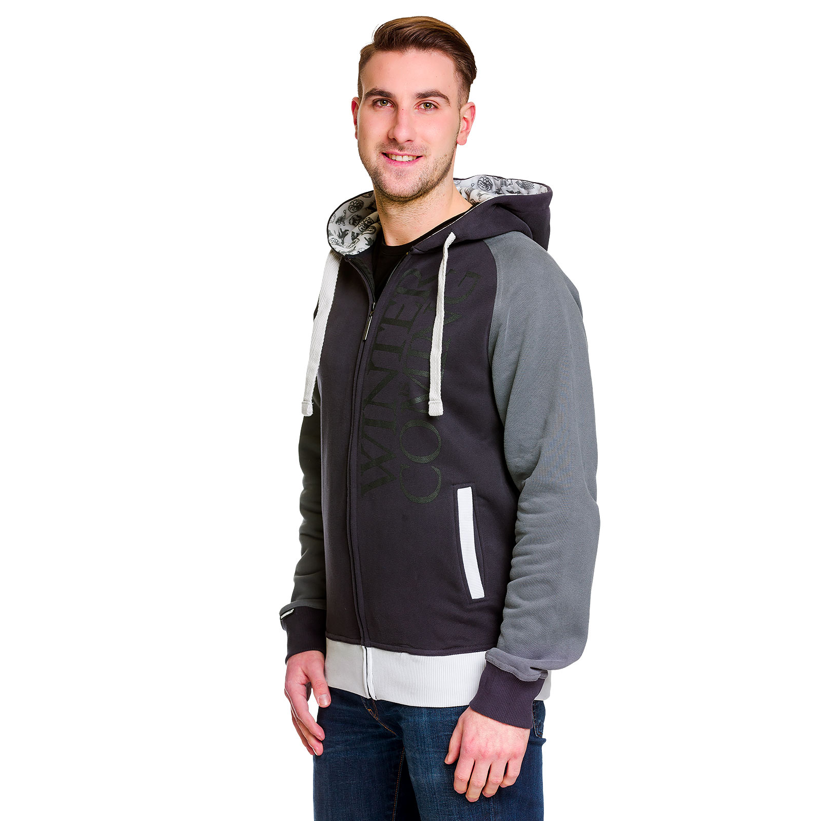 Juego de Tronos - Chaqueta con capucha Stark - S - Negro,Gris