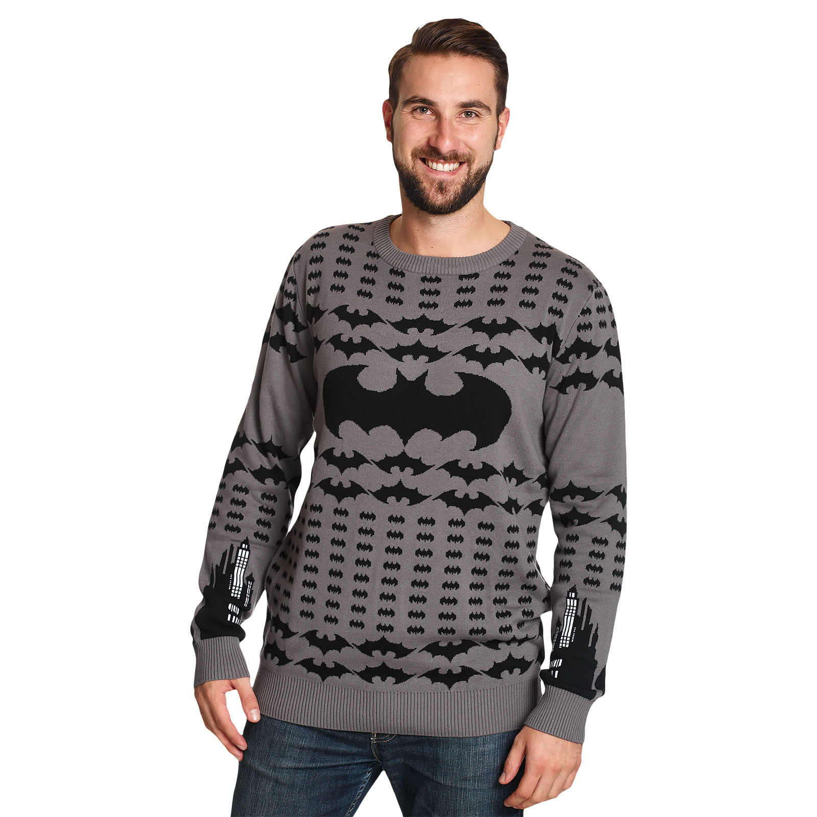 Batman - Logo Gebreide Trui - S - Zwart,Grijs