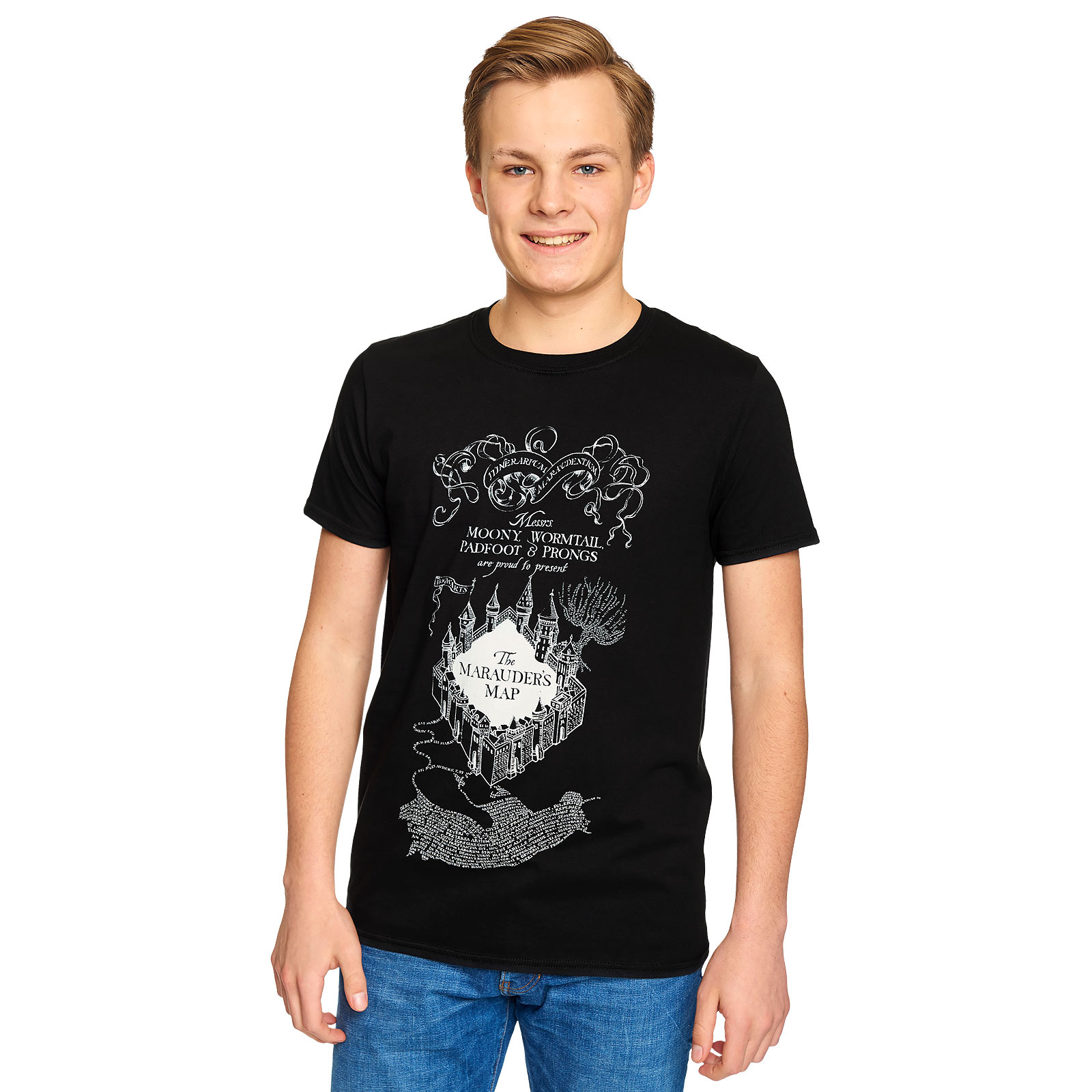 Harry Potter - Camiseta negra del Mapa del Merodeador - S - Negro
