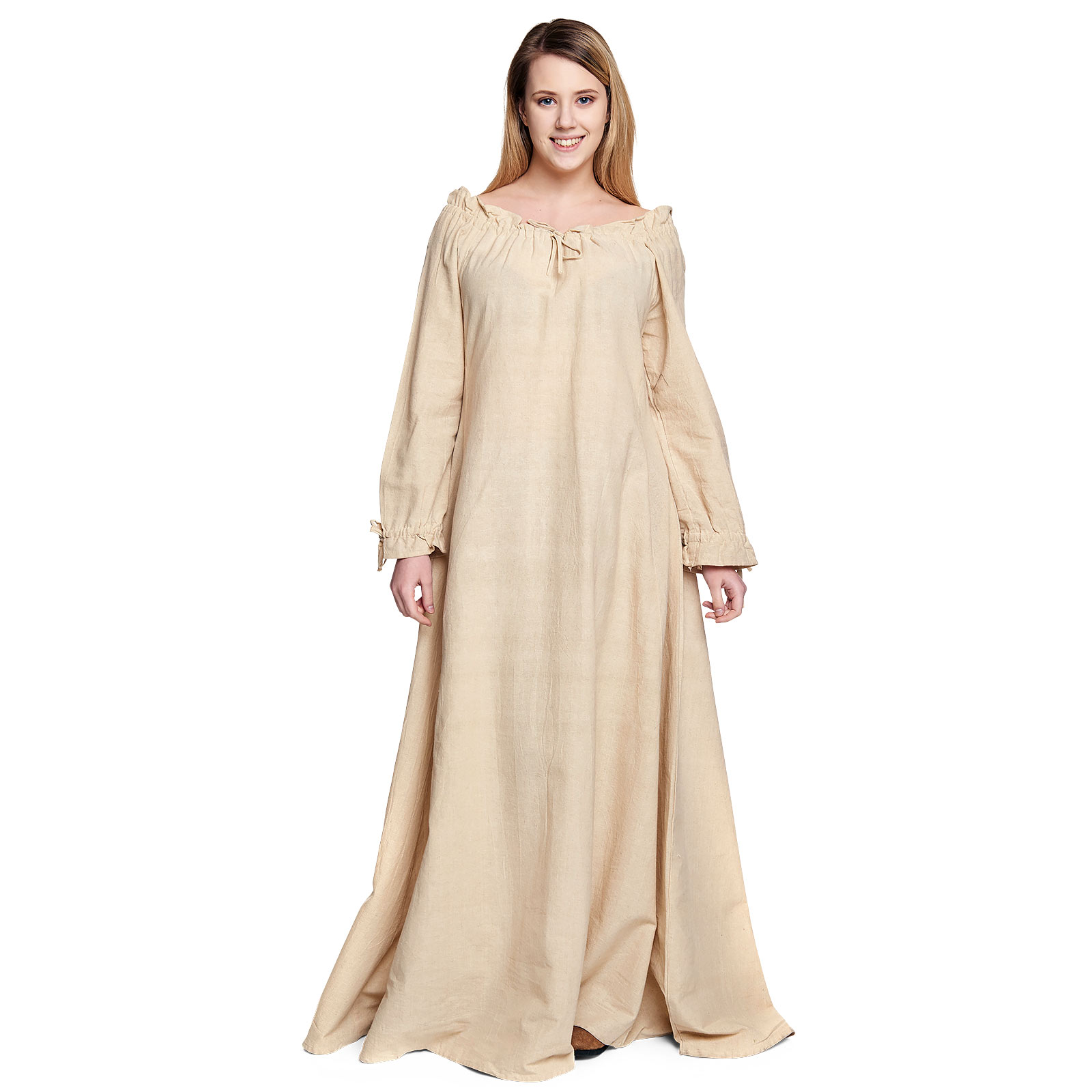 Middeleeuwse Lange Mouwen Jurk Beige - L - Beige - Leonardo Carbone