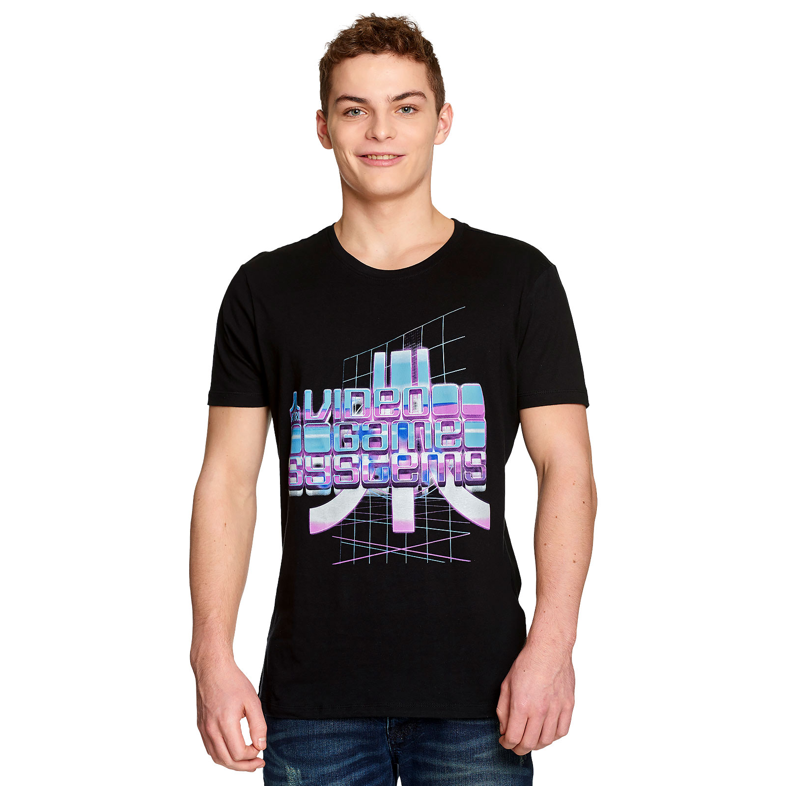 Atari - Video Game Systems Retrowave T-Shirt zwart - S - Zwart
