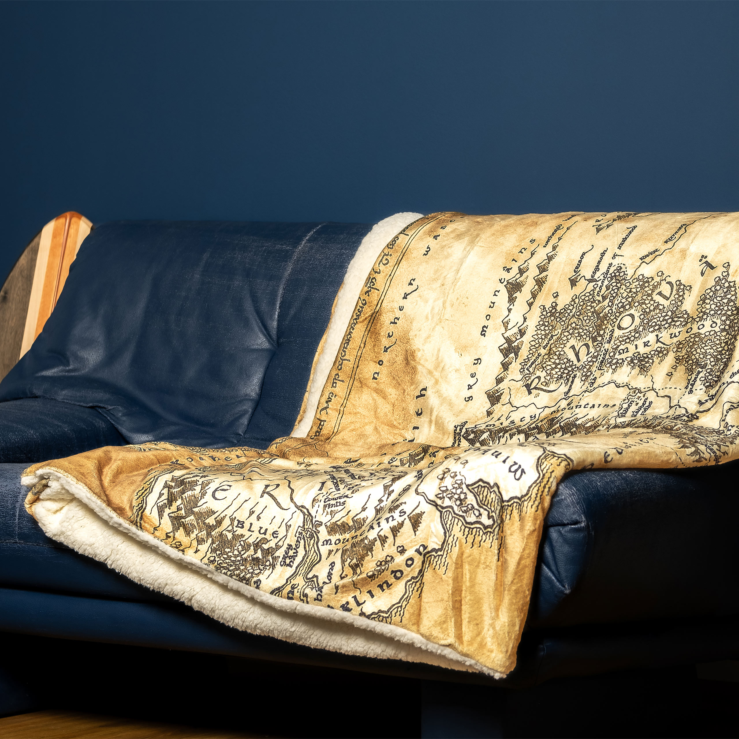 El Señor de los Anillos - Manta suave con mapa de la Tierra Media y forro de peluche