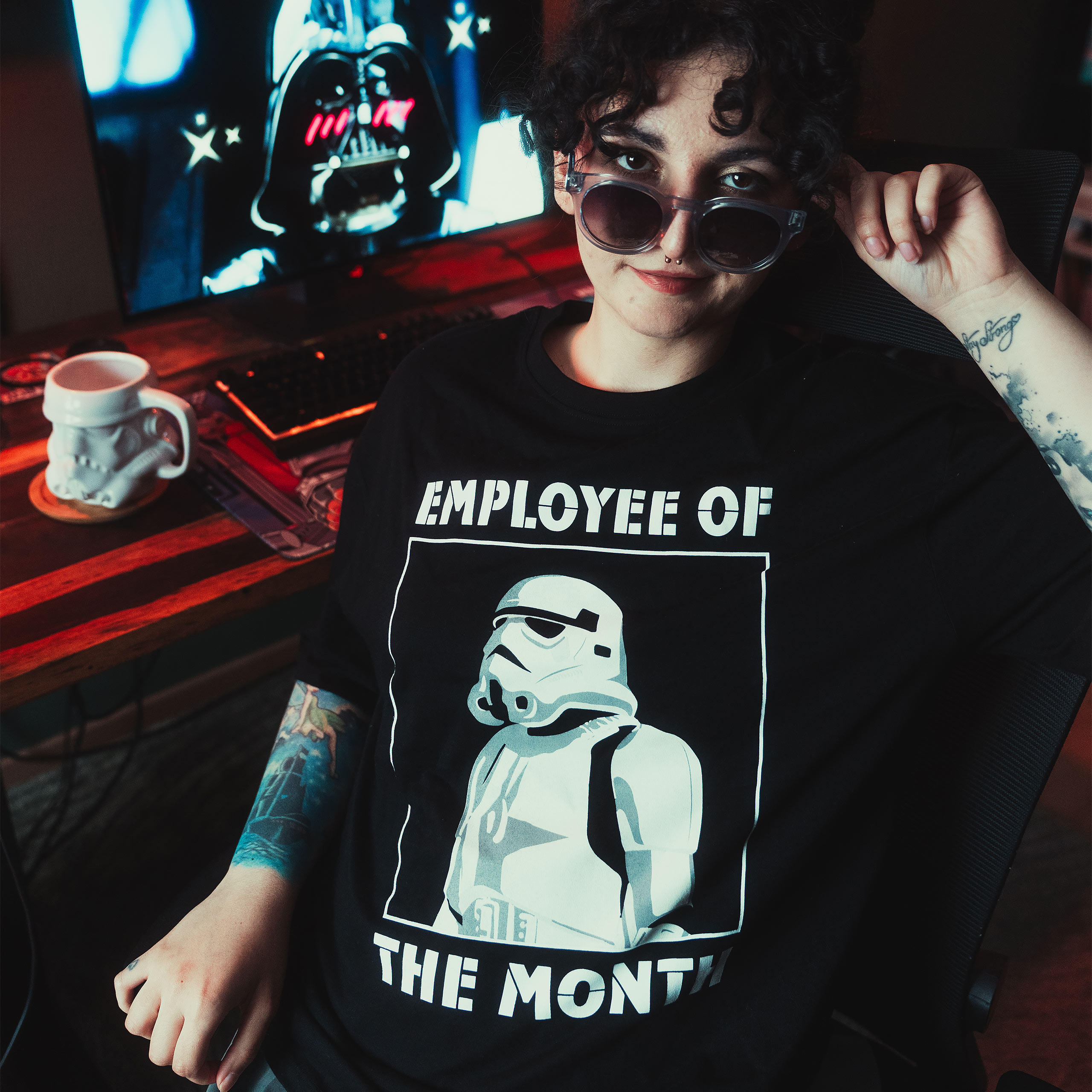 Star Wars - T-shirt nera Stormtrooper Dipendente del Mese - L - Nero