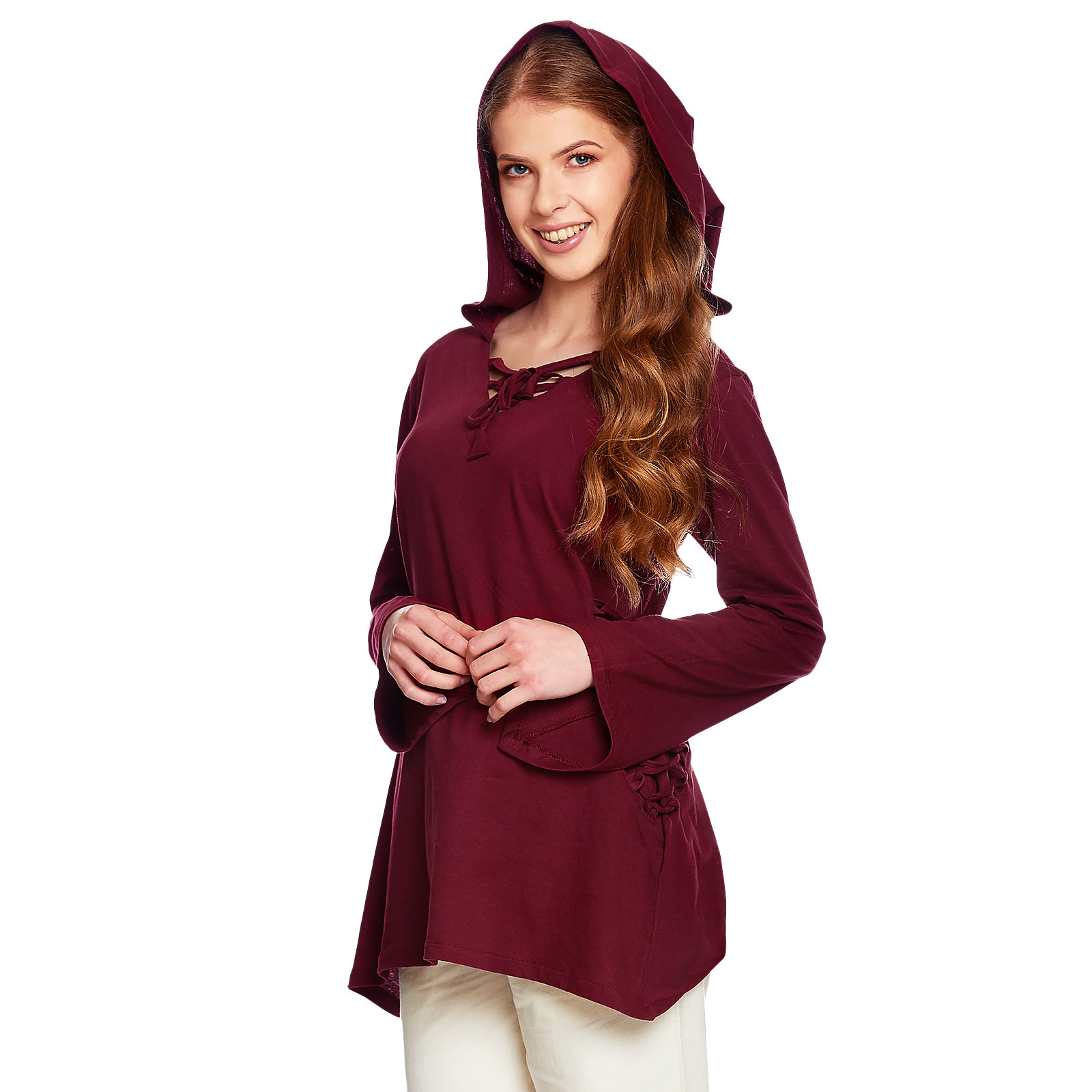 Middeleeuwse Blouse Lea met Kap Rood - XXXL - Rood