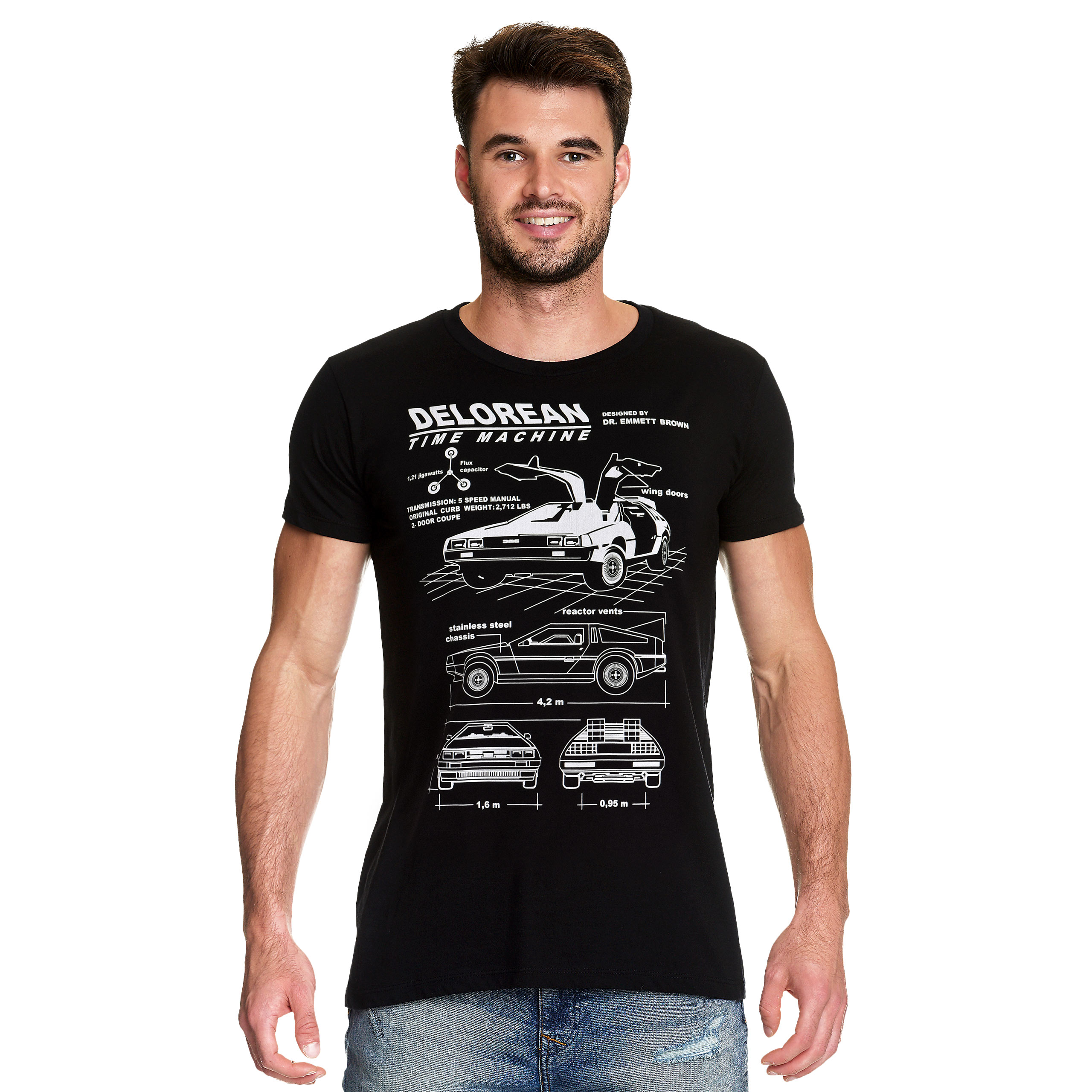 Retour vers le futur - T-shirt DeLorean noir - L - Noir