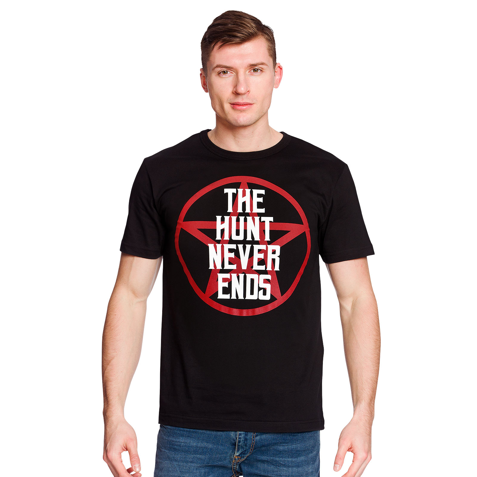 The Hunt Never Ends T-Shirt für Supernatural Fans - S - Schwarz