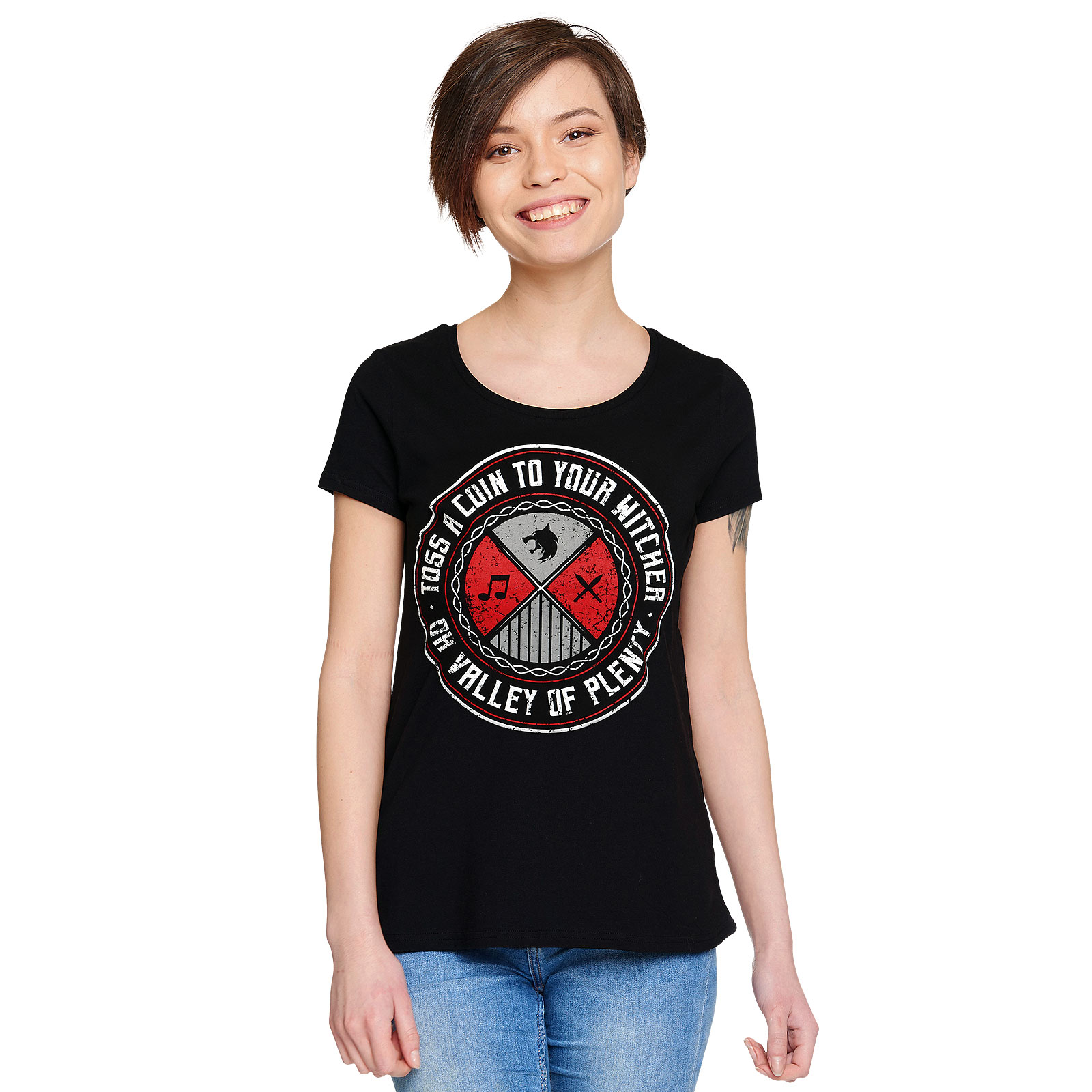 T-shirt femme Toss a Coin pour les fans de Witcher noir - XS - Noir