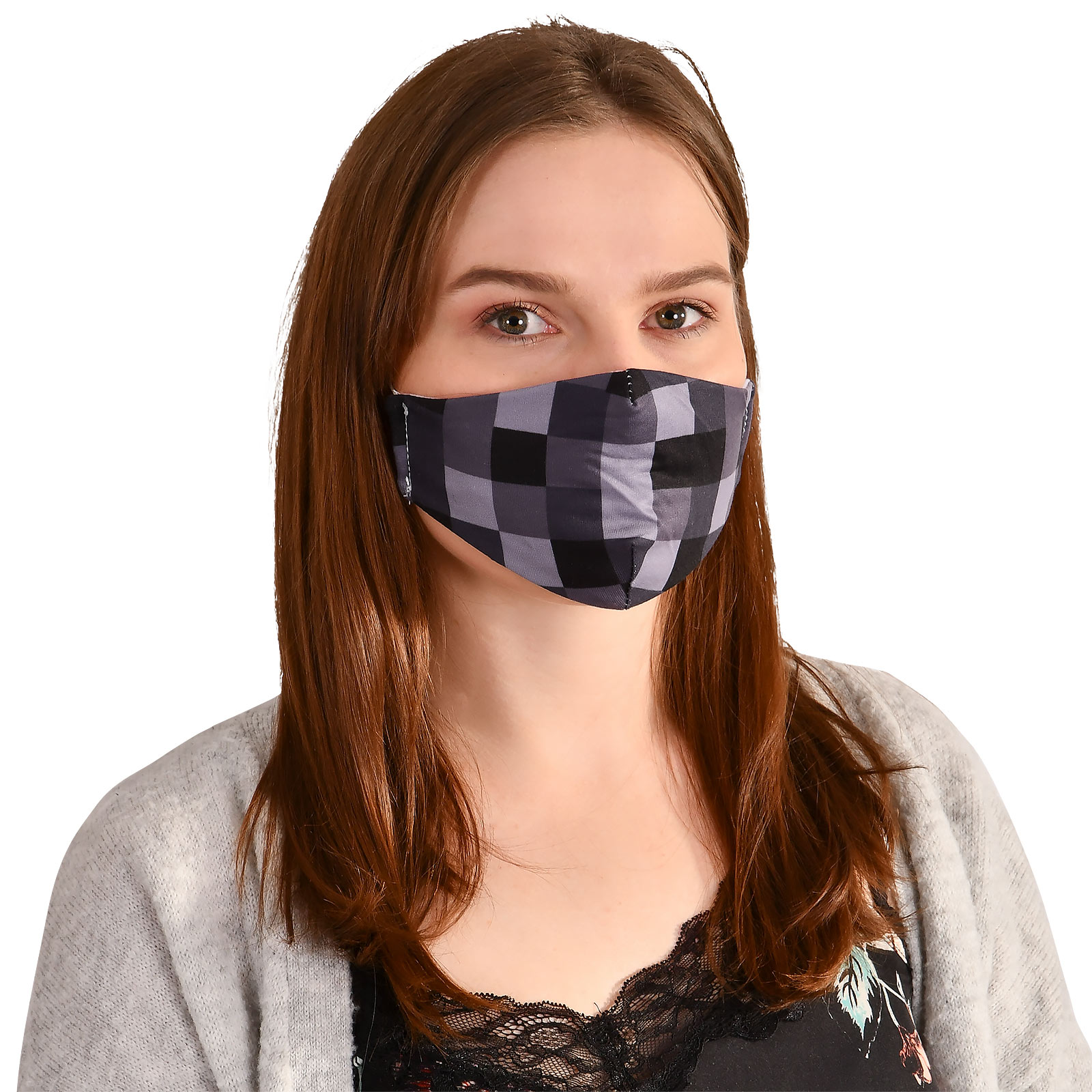 Pixel gezichtsmasker voor Minecraft fans grijs