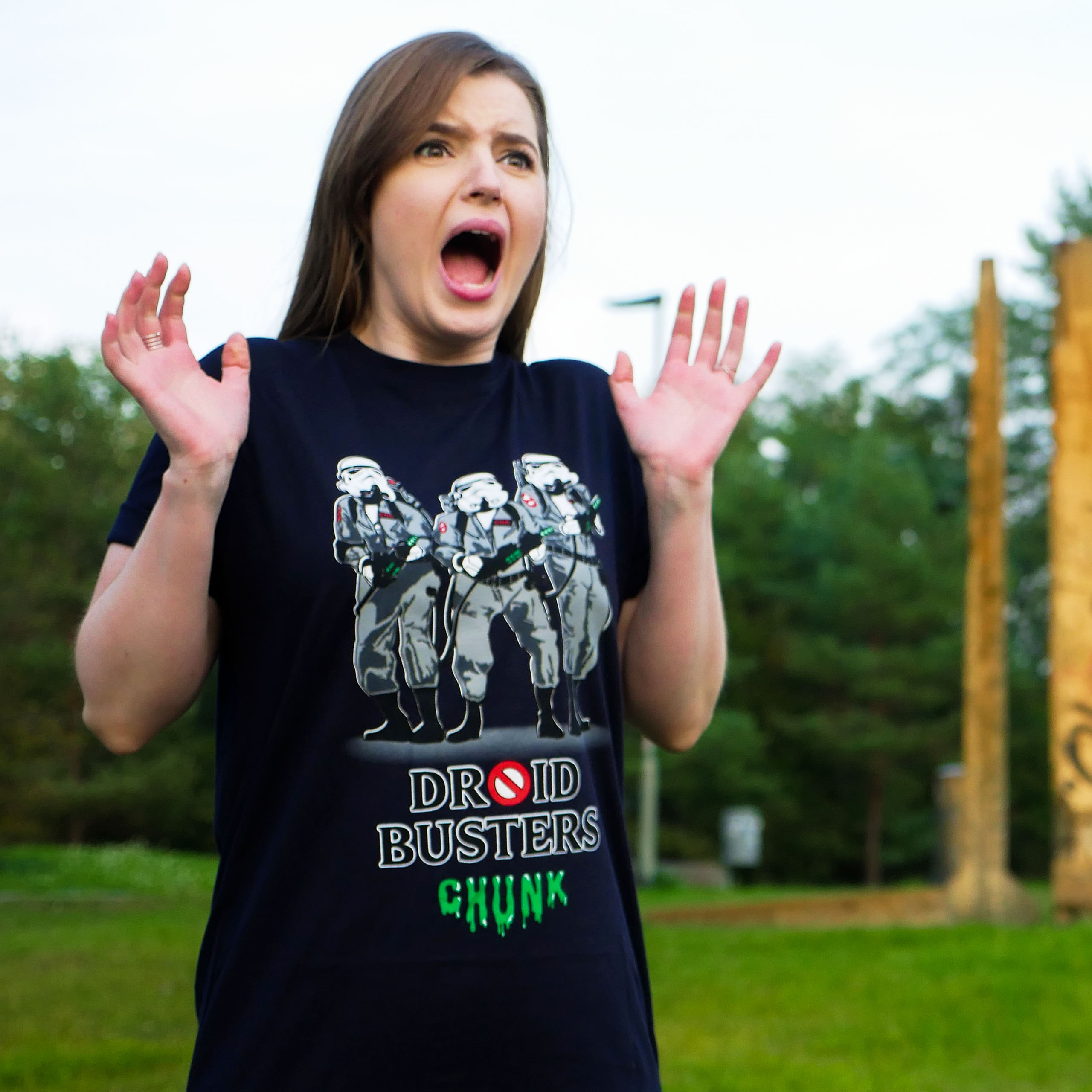 Droidbusters T-Shirt for Star Wars Fans blue - S - Blue - Chunk