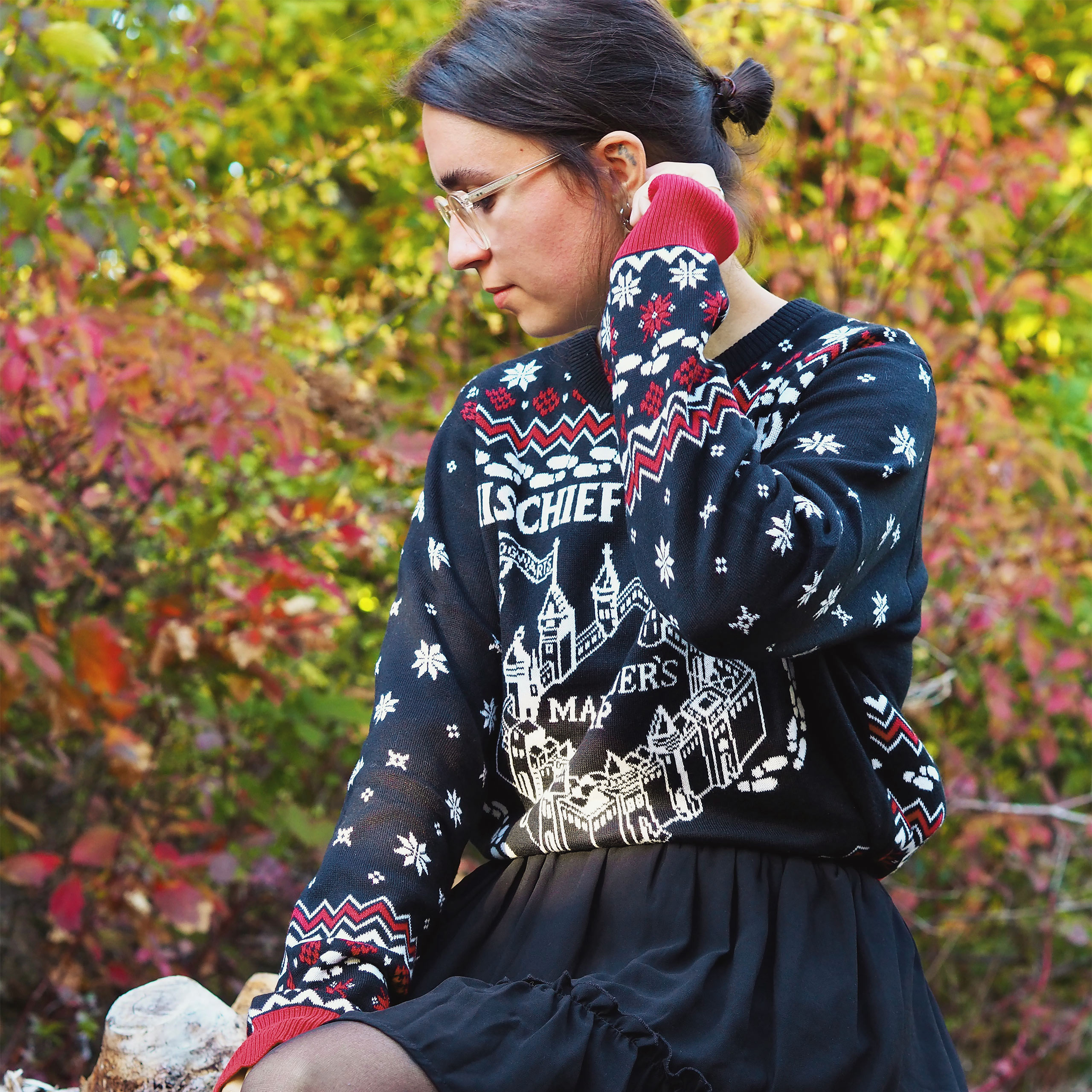 Harry Potter - Marauder's Map Gebreide Trui - XXL - Zwart,Rood,Wit