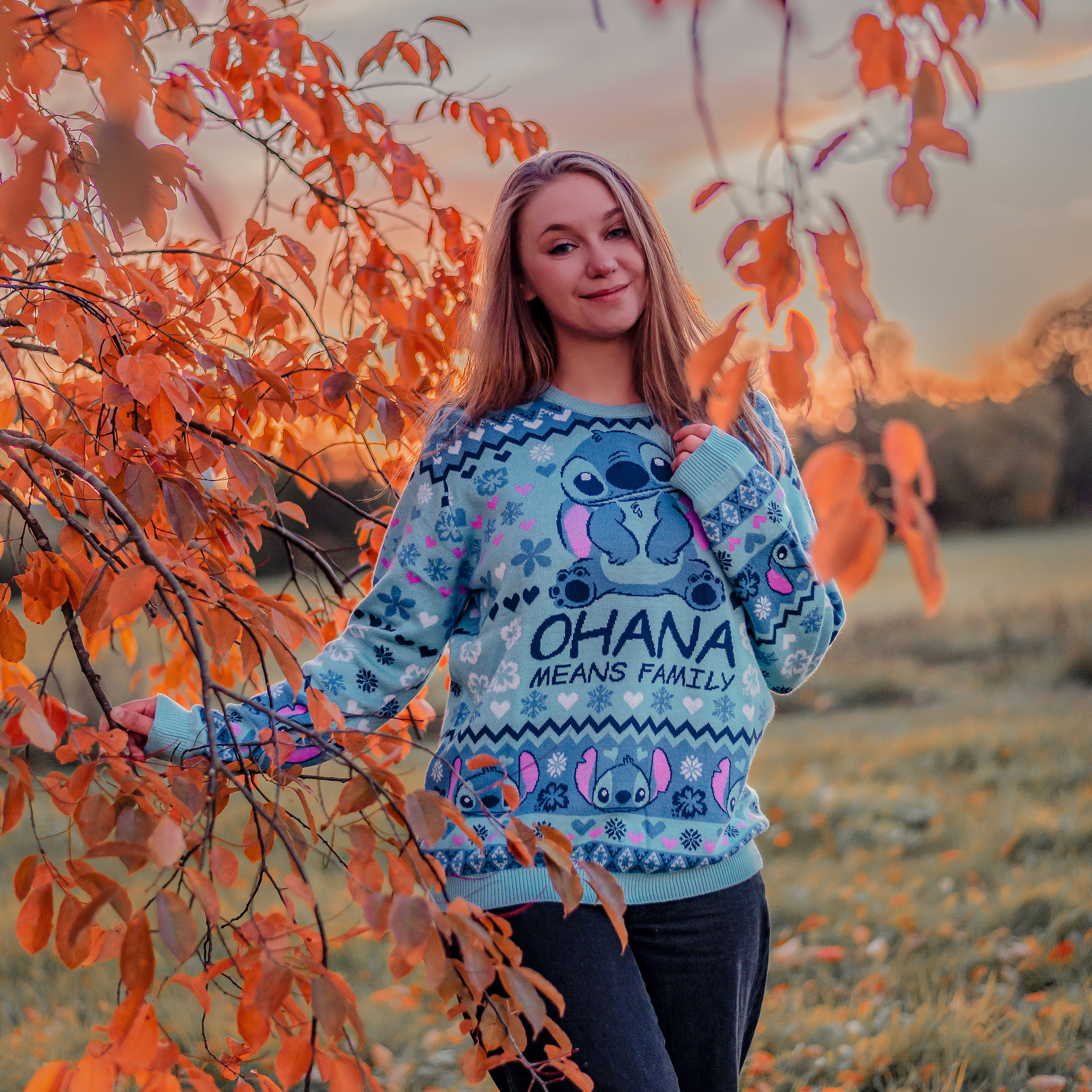 Lilo & Stitch - Ohana Betekent Familie Gebreide Trui - XS - Blauw