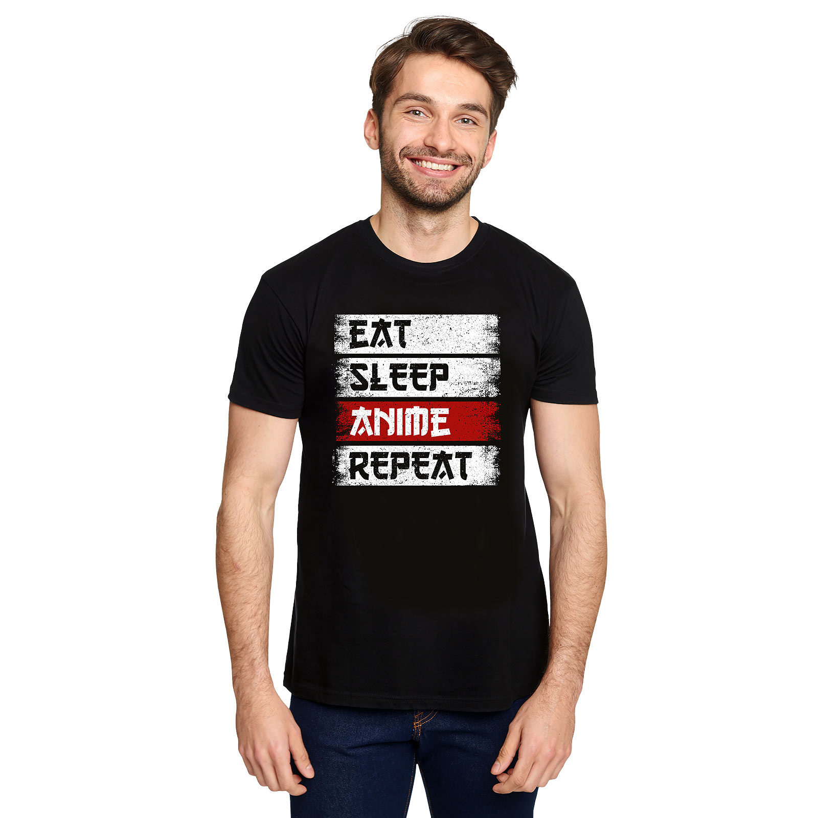 T-shirt Daily Routine pour fans d'anime noir - XL - Noir