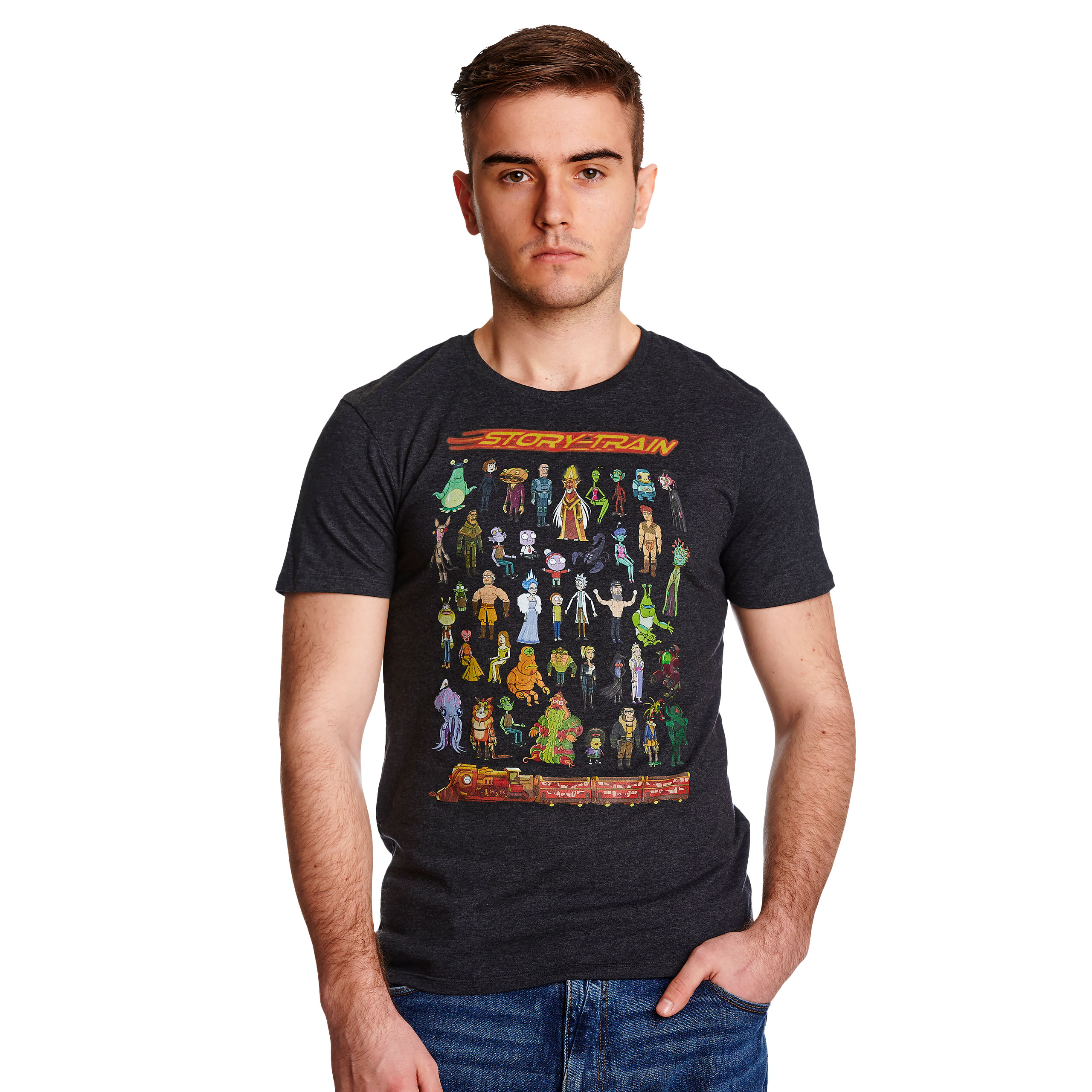 Rick en Morty - Story Train T-shirt grijs - S - Grijs