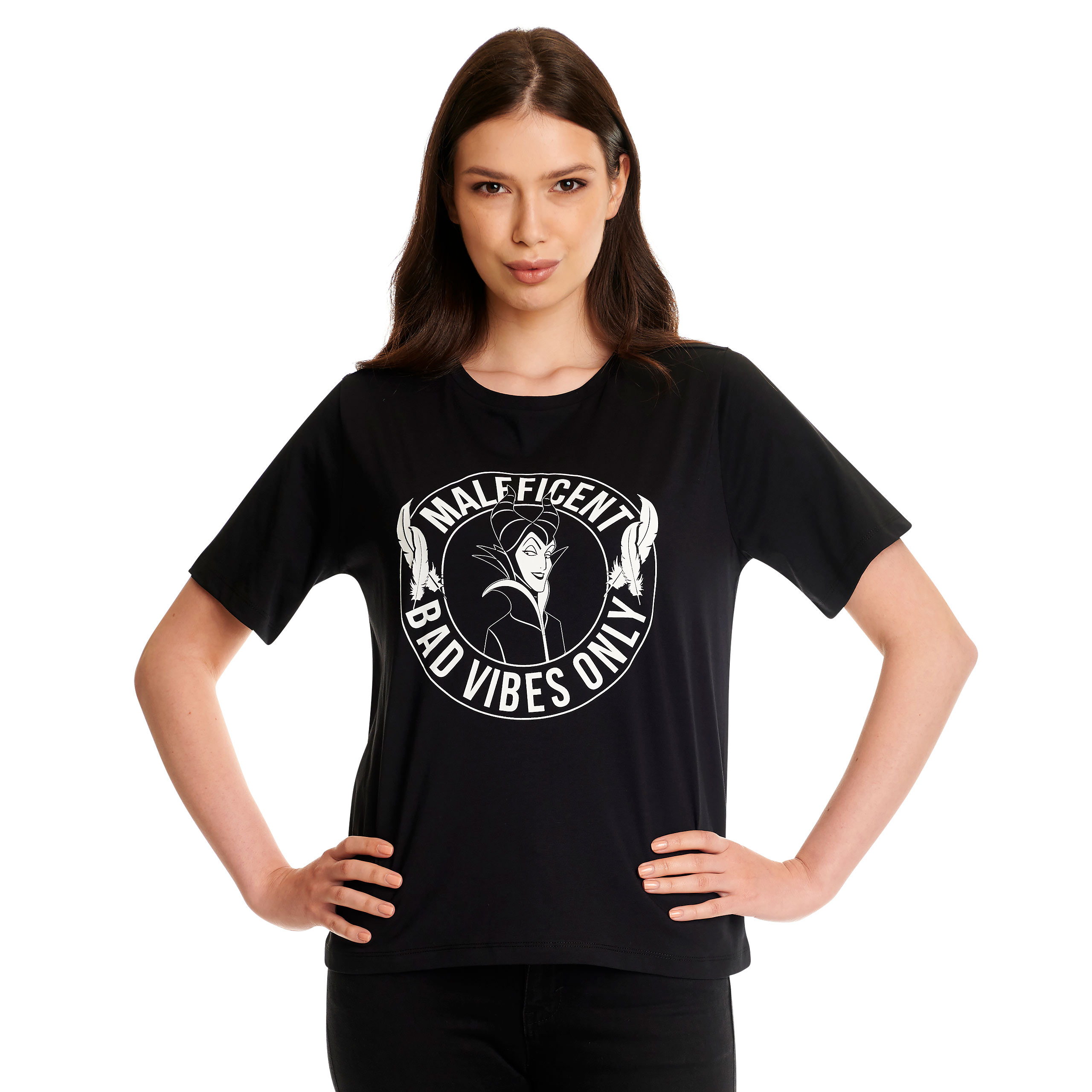 Maleficent - Camiseta para mujer Bad Vibes Only negra - XS - Negro