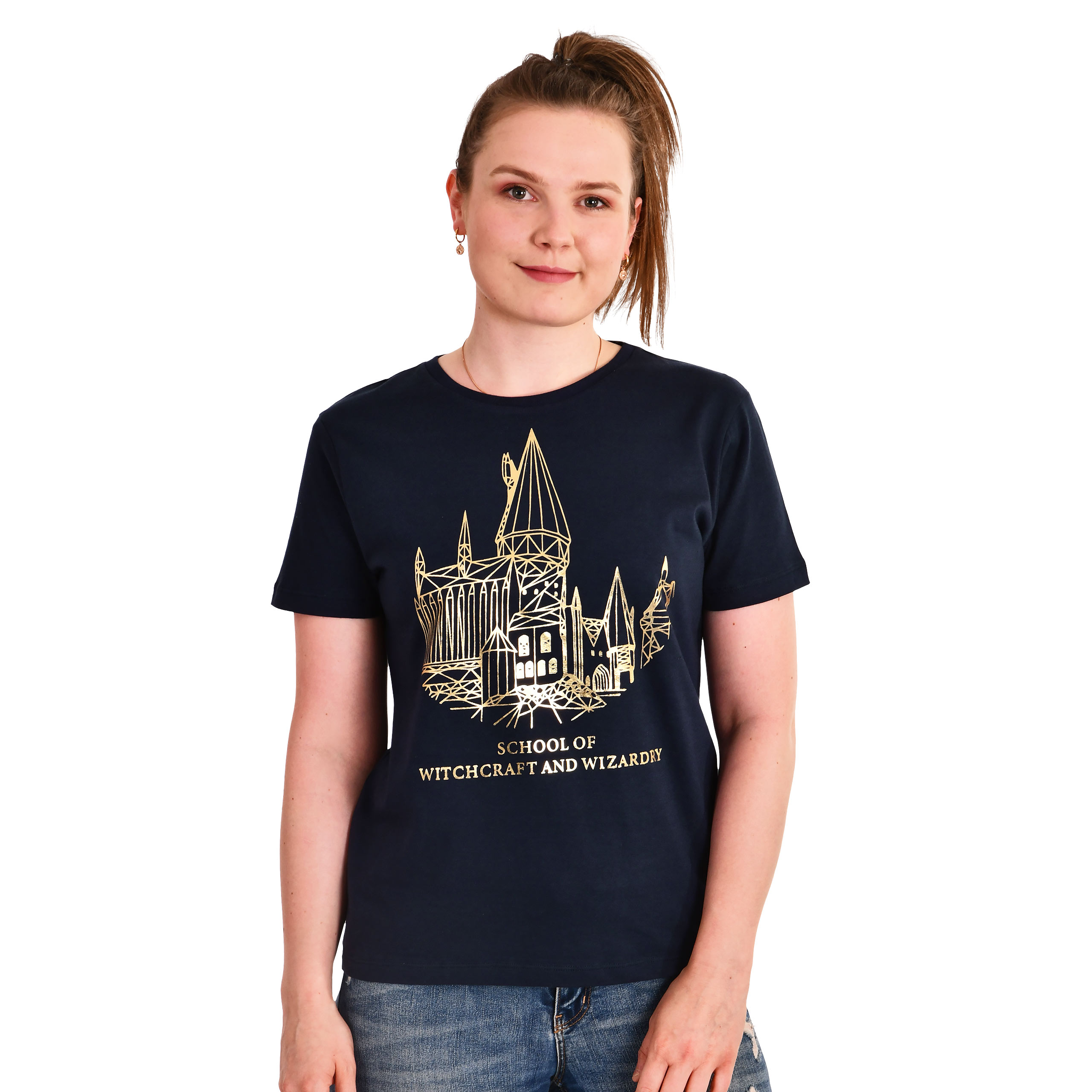 Harry Potter - Hogwarts School Dames T-shirt Blauw - L - Blauw