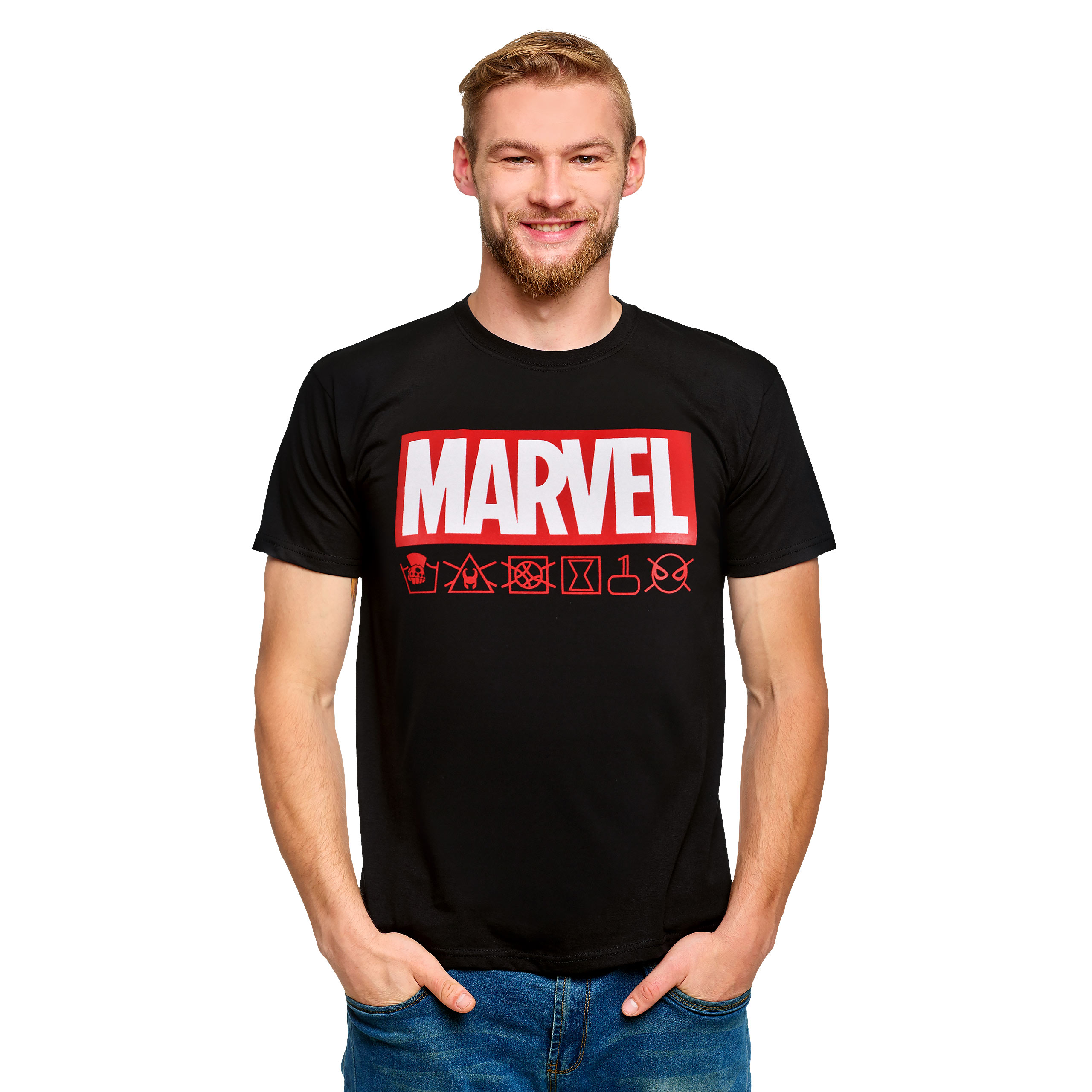 Marvel - Logotipo e Iconos Camiseta negra - S - Negro