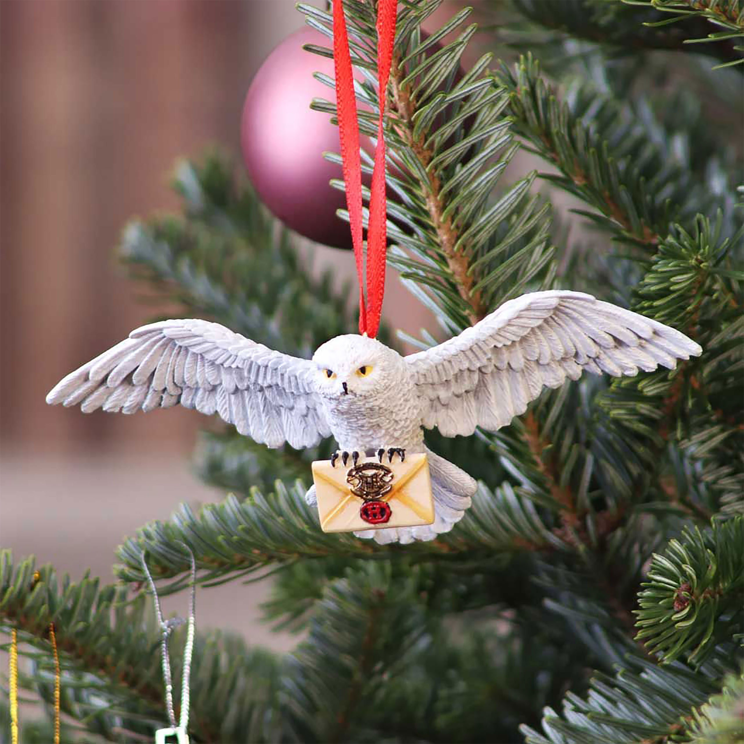 Harry Potter - Hedwig con lettera di Hogwarts Decorazione per albero di Natale