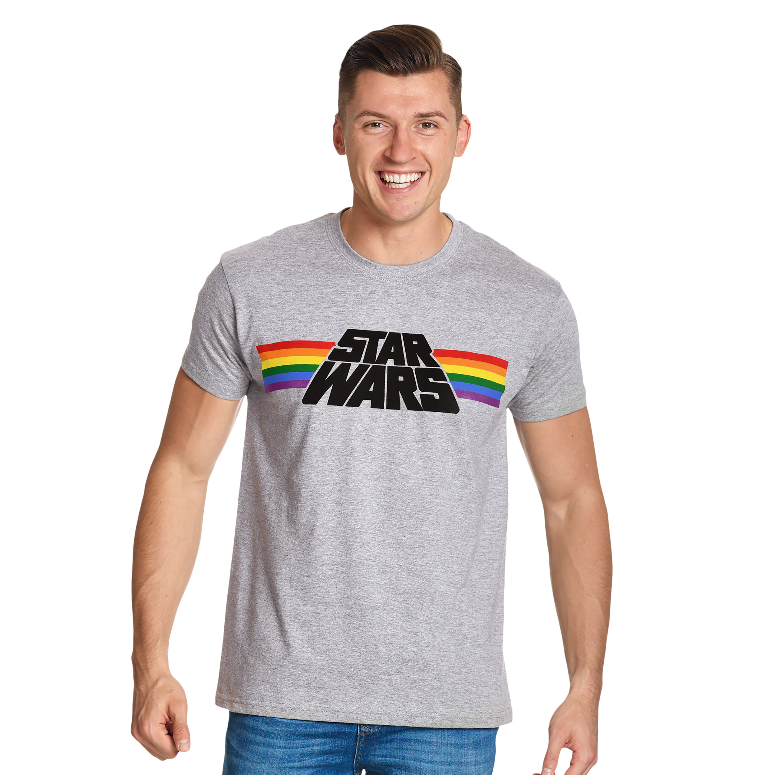 Star Wars - Classic Rainbow Logo Pride T-Shirt grey - L - Grey