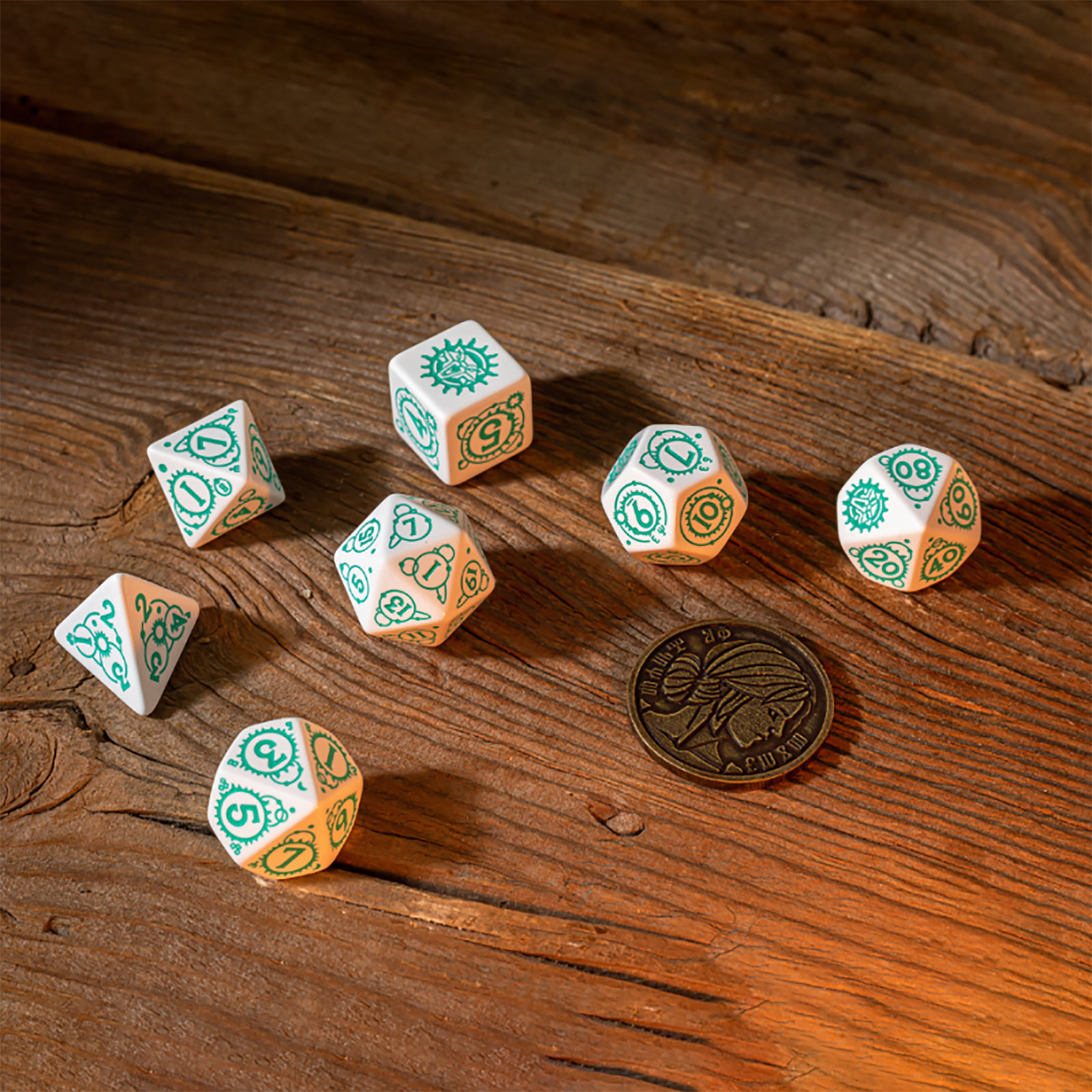 Witcher - Ciri RPG Würfel Set 7tlg mit Sammlermünze