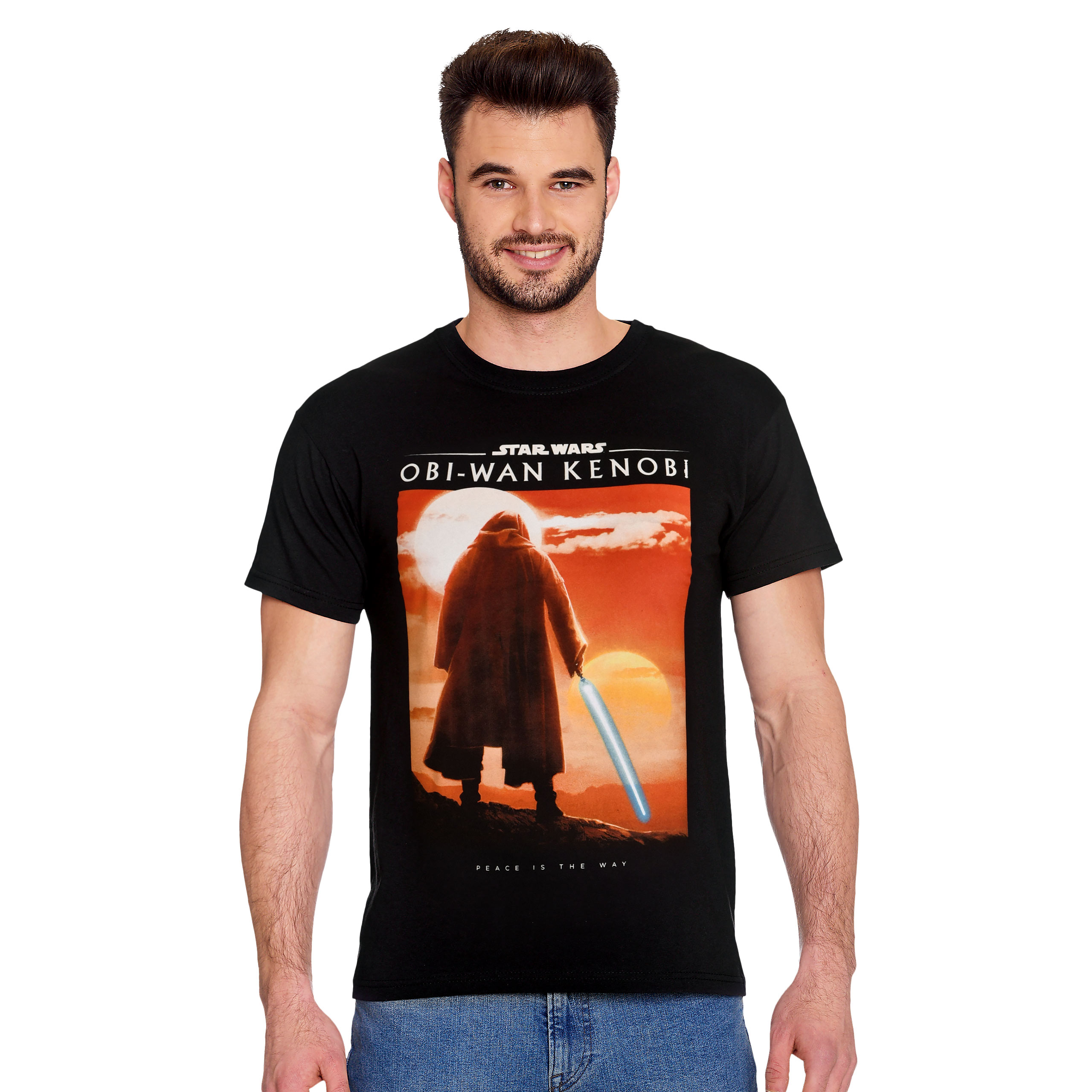 Star Wars - Obi-Wan La paz es el camino Póster Camiseta negra - M - Negro