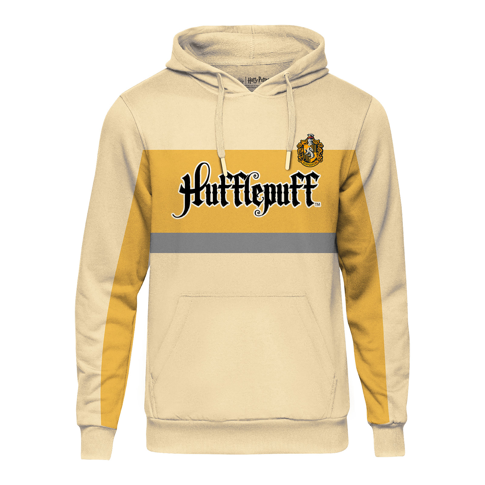 Harry Potter - Team Hufflepuff Block Hoodie - L - Cream,Grey,Yellow