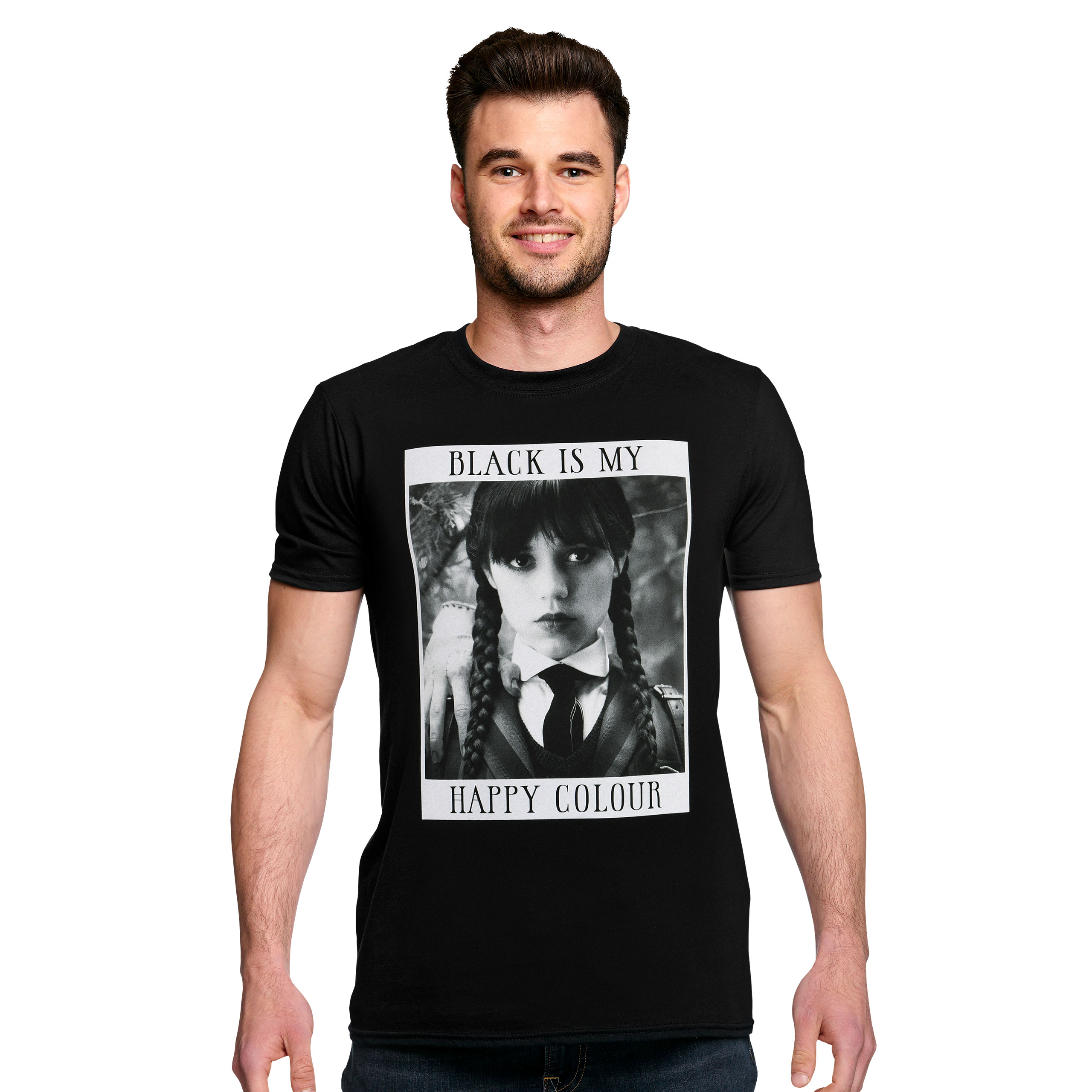 Mercoledì - T-shirt nera 'Il nero è il mio colore felice' - XS - Nero