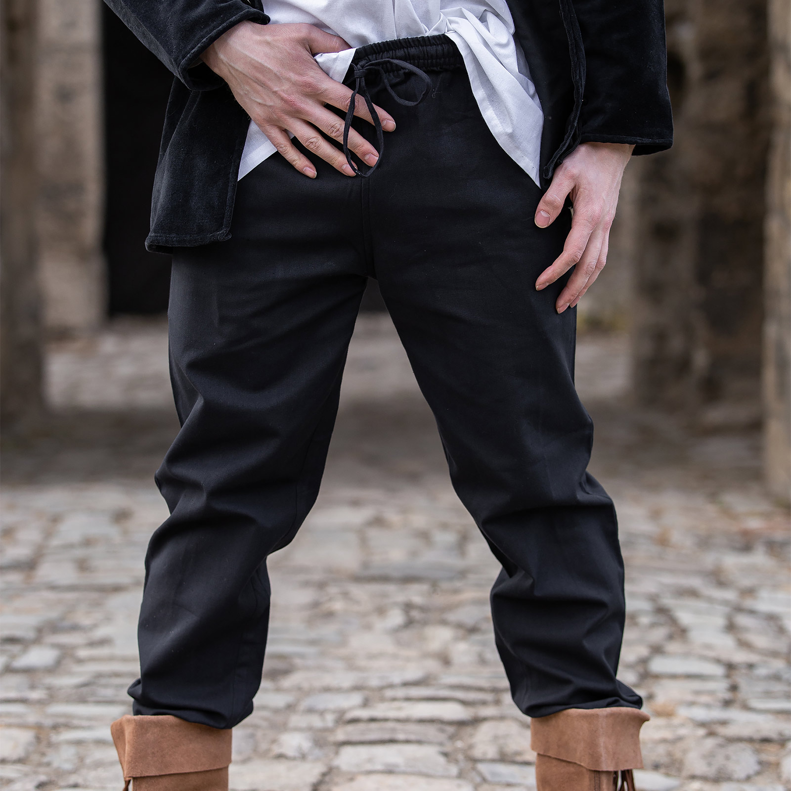 Medieval Trousers Veit Black - S - Black - Leonardo Carbone