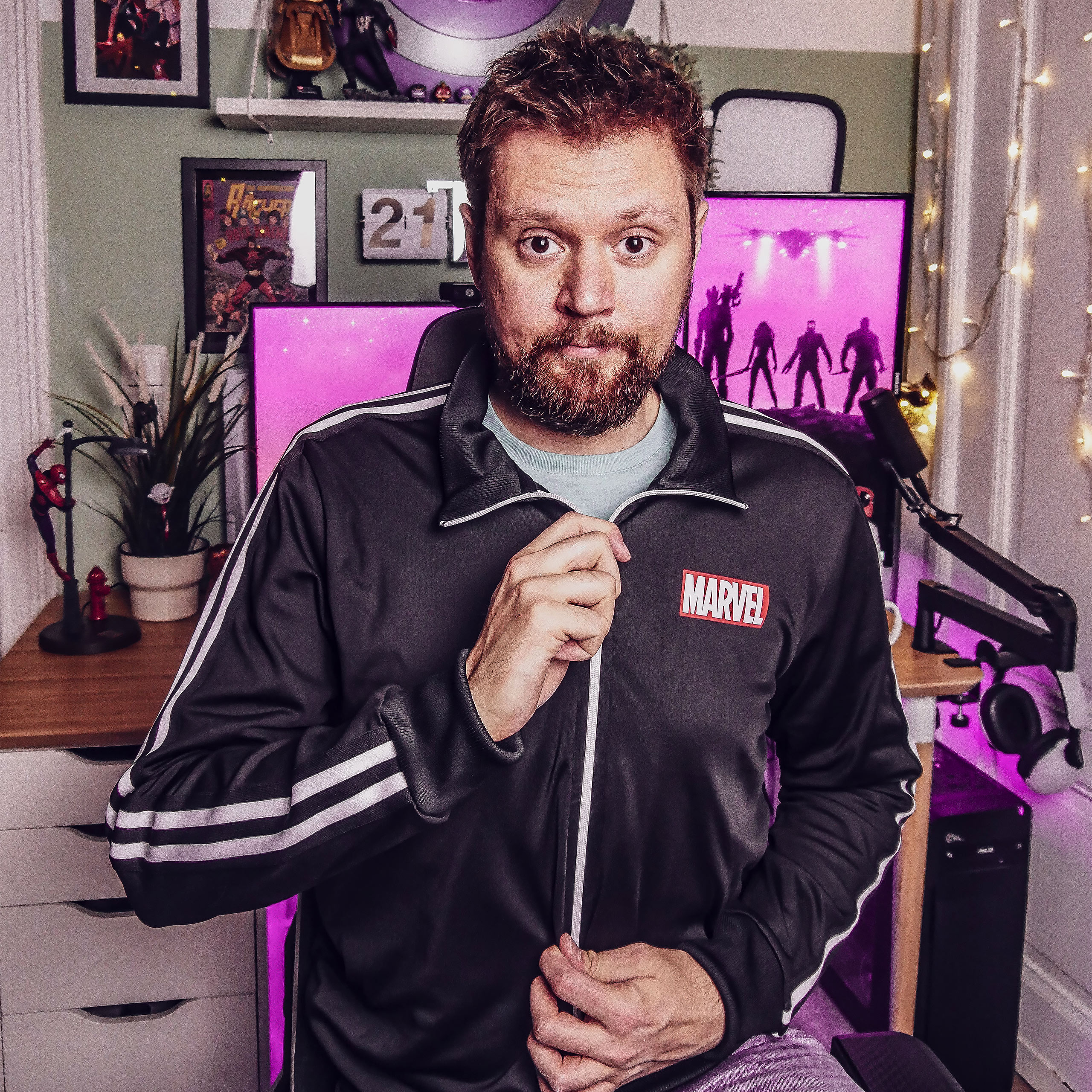 Marvel - Chaqueta de entrenamiento con logo negra - XXL - Negro