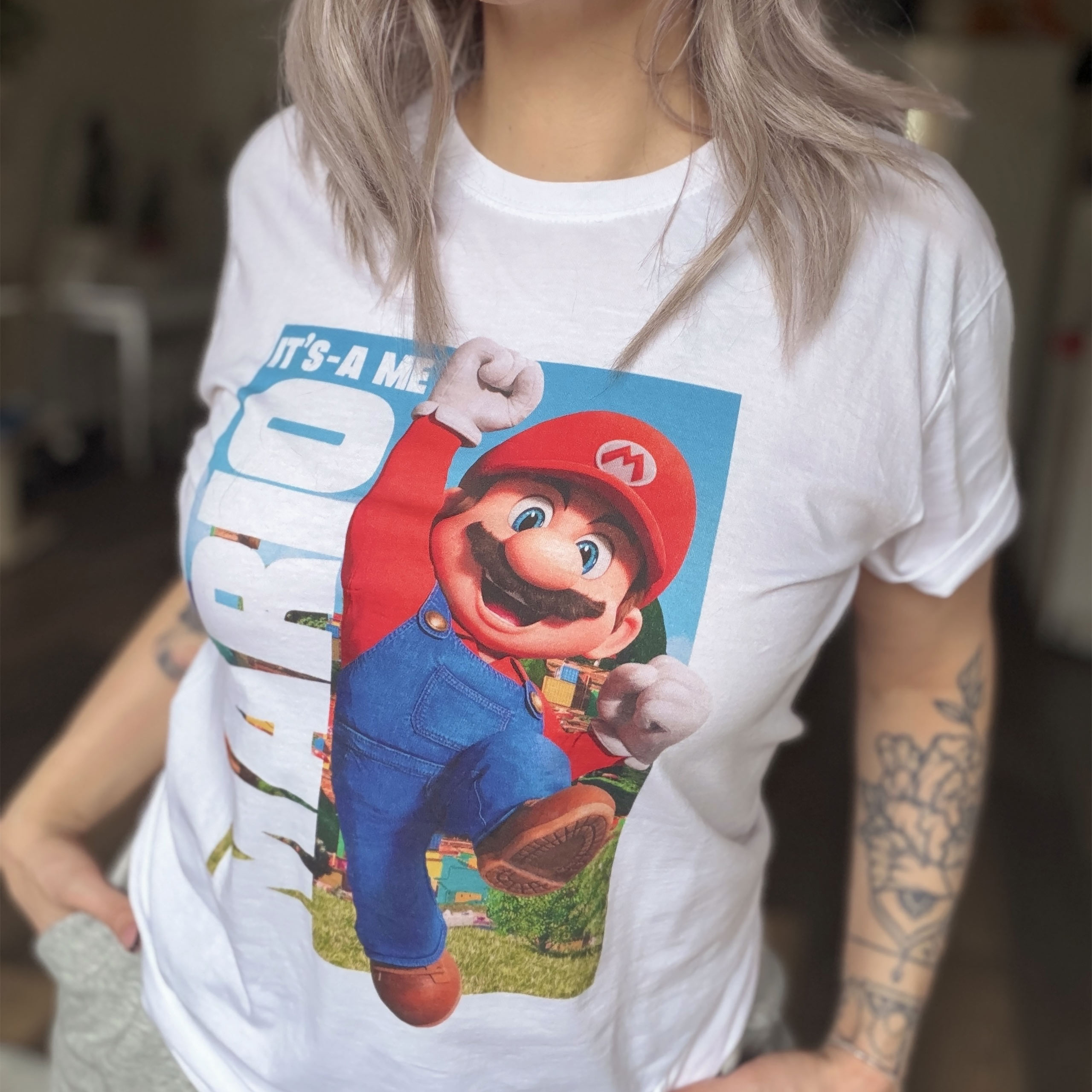 Super Mario - It's A Me Mario T-Shirt wit - L - Wit