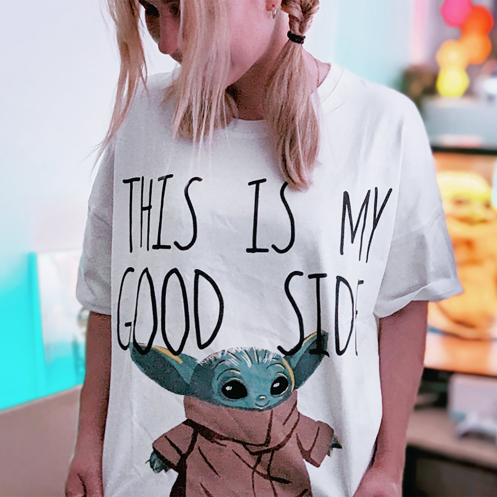 Grogu Good Side T-Shirt Oversize Bianca - Star Wars The Mandalorian - XL - Bianco