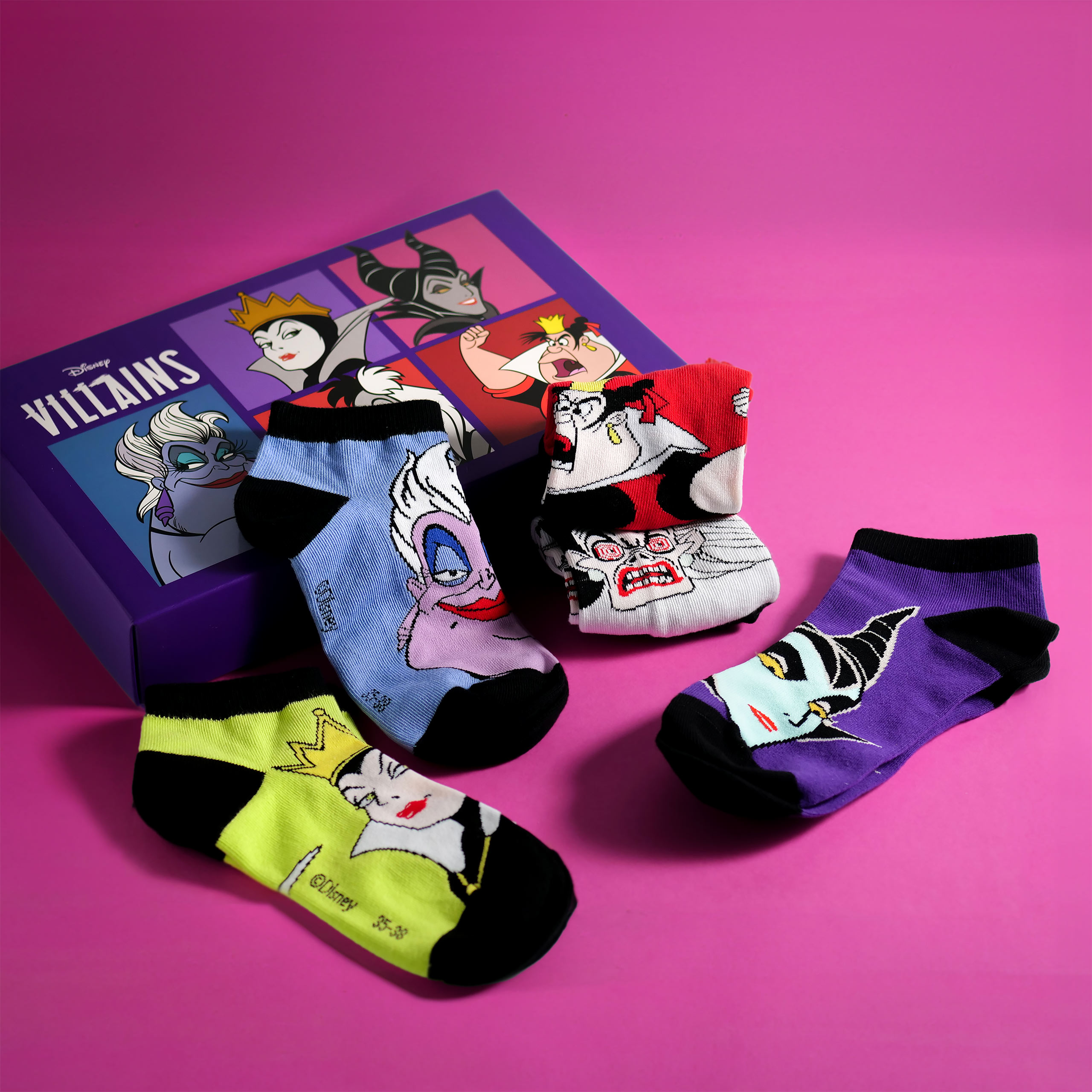 Disney - Villains Bad Girls Chaussettes de Sneaker Ensemble de 5 - 35-38