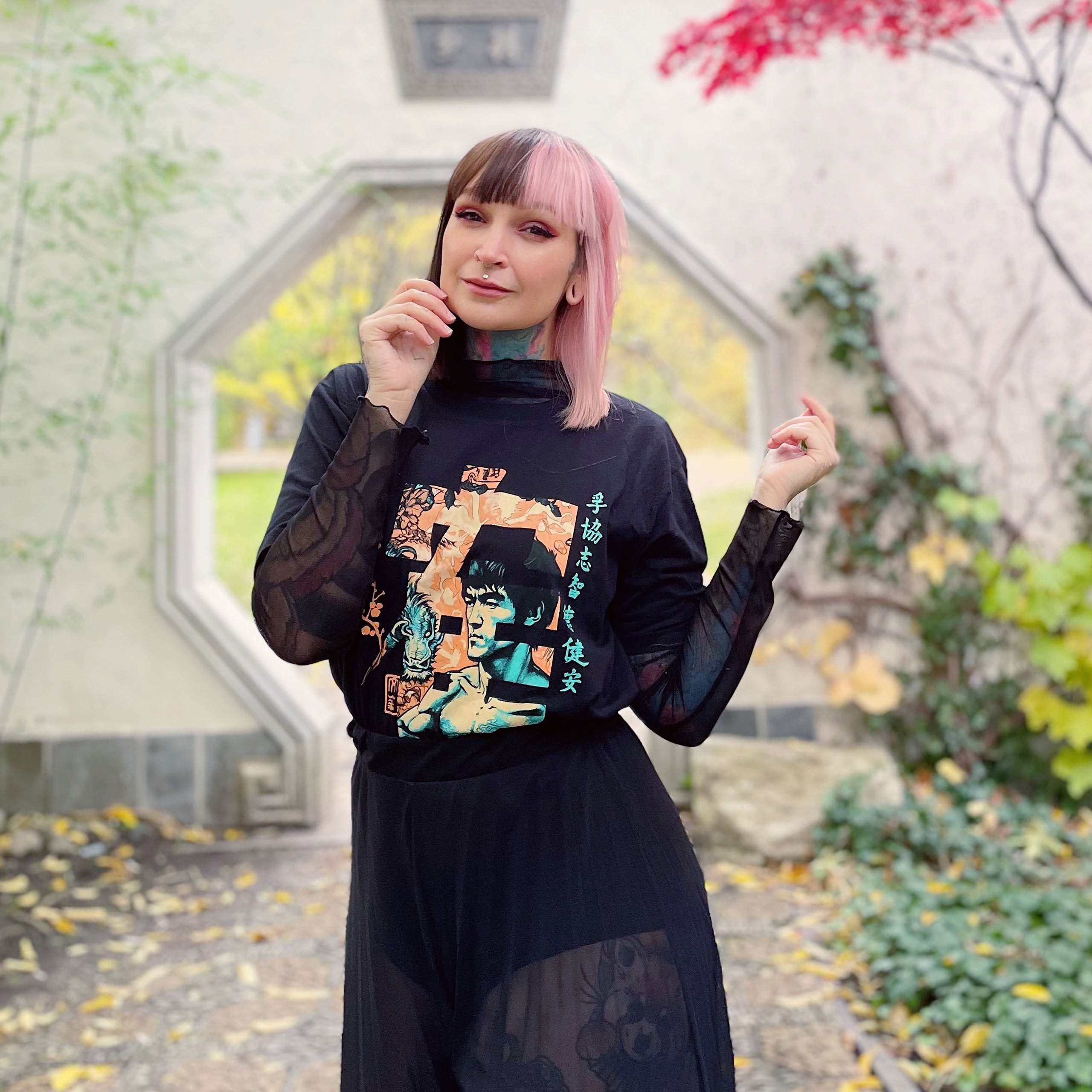 T-shirt di calligrafia Kung Fu per fan di Bruce Lee nera - L - Nero - Chunk