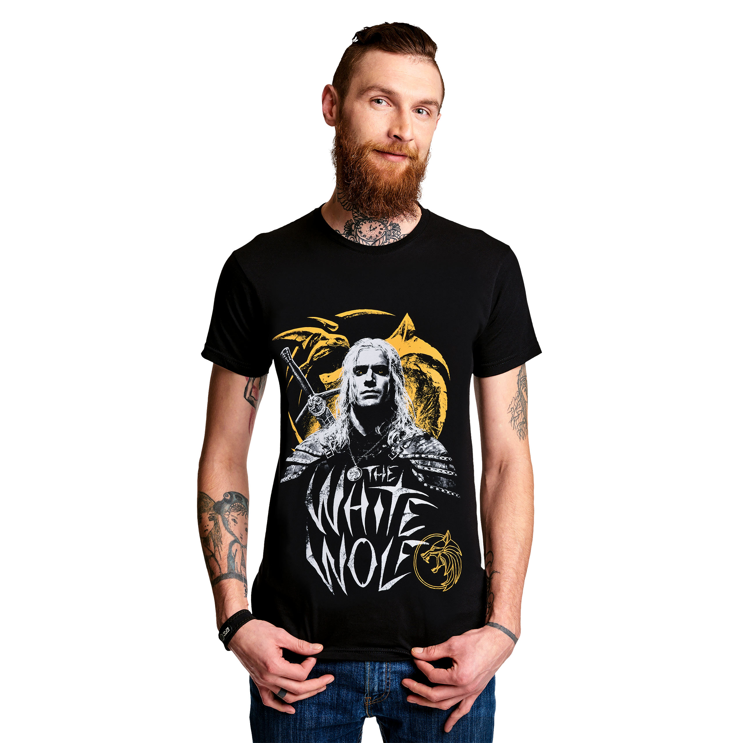 Witcher - Geralt Lupo Bianco T-shirt nera - L - Nero