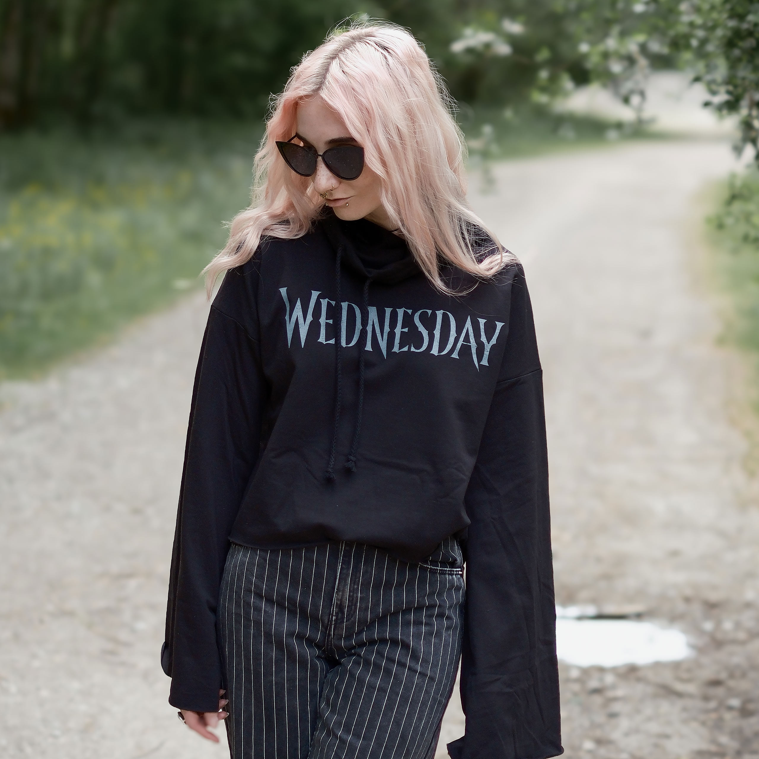 Mercredi - Sweat Crop Toxique - L - Noir