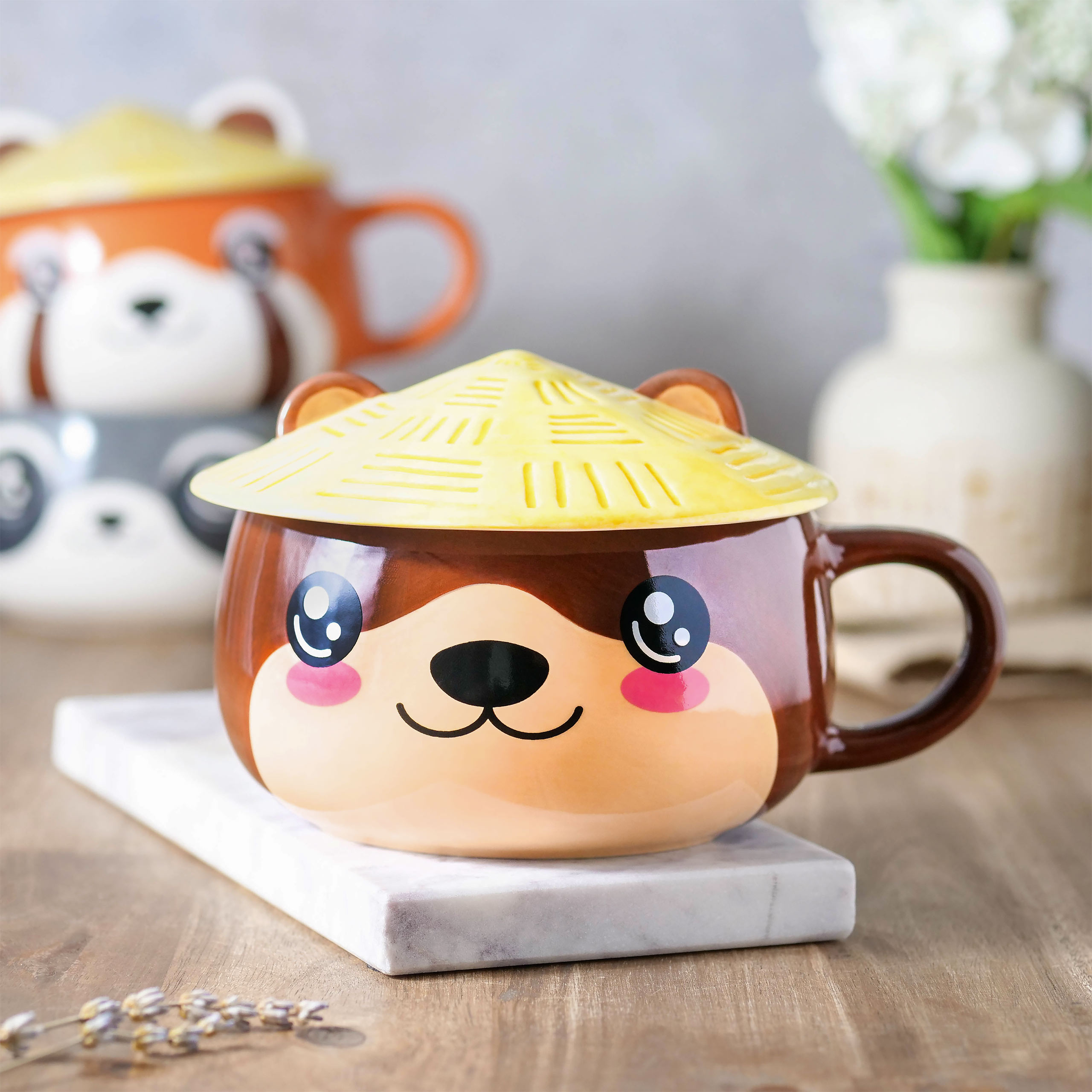 Tazza Kawaii di Lontra con coperchio per fan dell'Anime