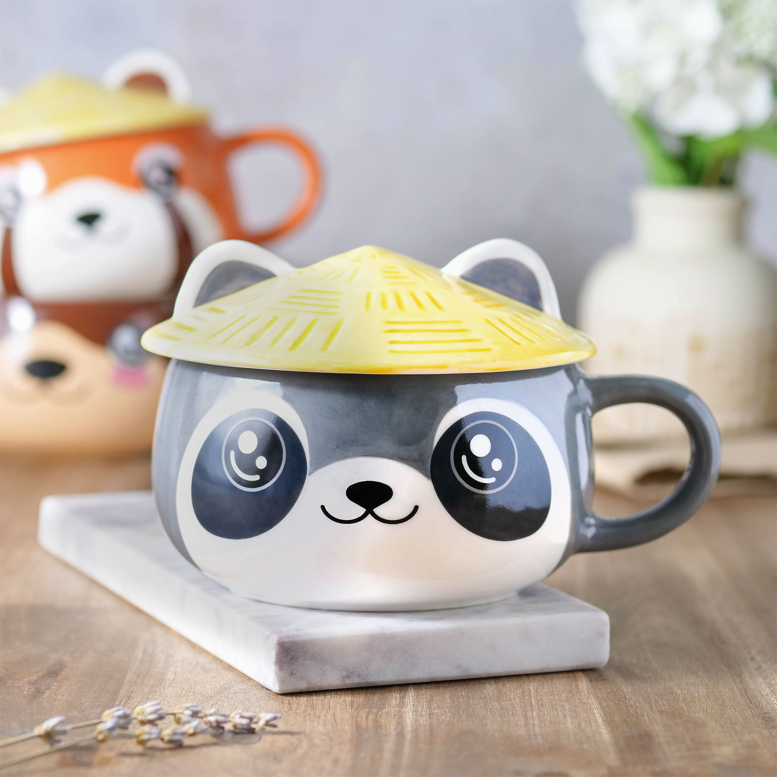 Tazza Kawaii di Procione con coperchio per fan dell'Anime