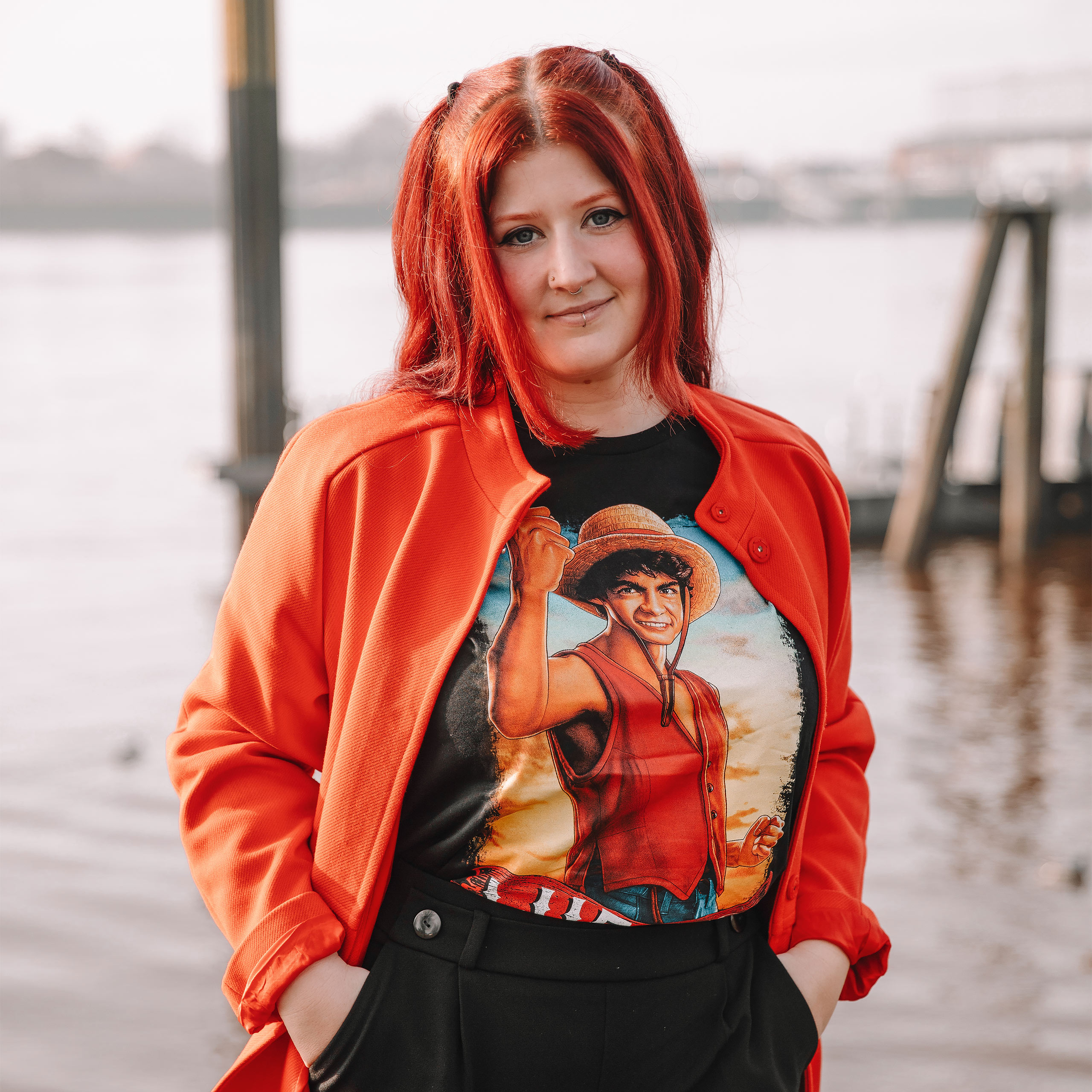 Luffy T-shirt zwart - One Piece - XXL - Zwart