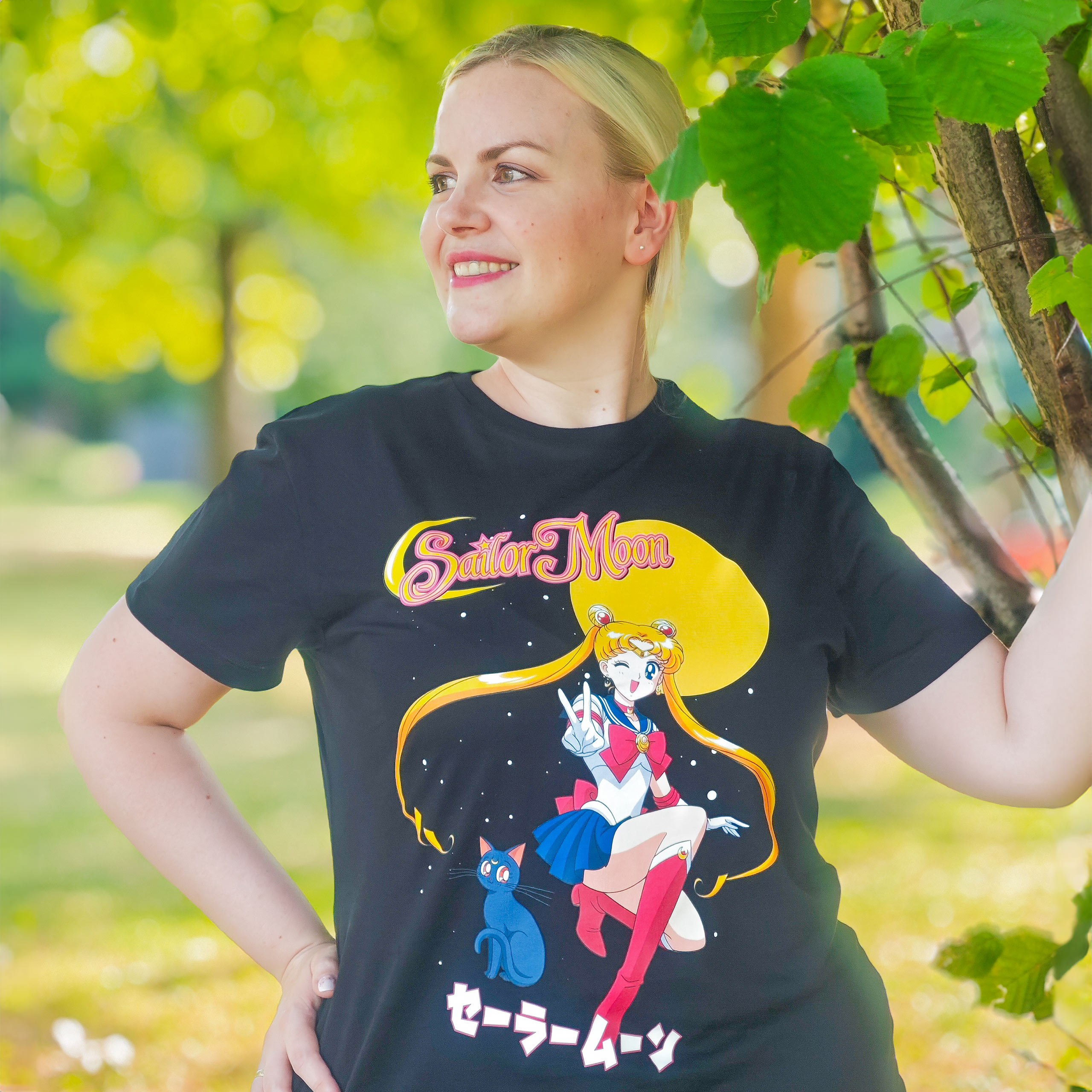 Sailor Moon met Luna T-shirt zwart - M - Zwart