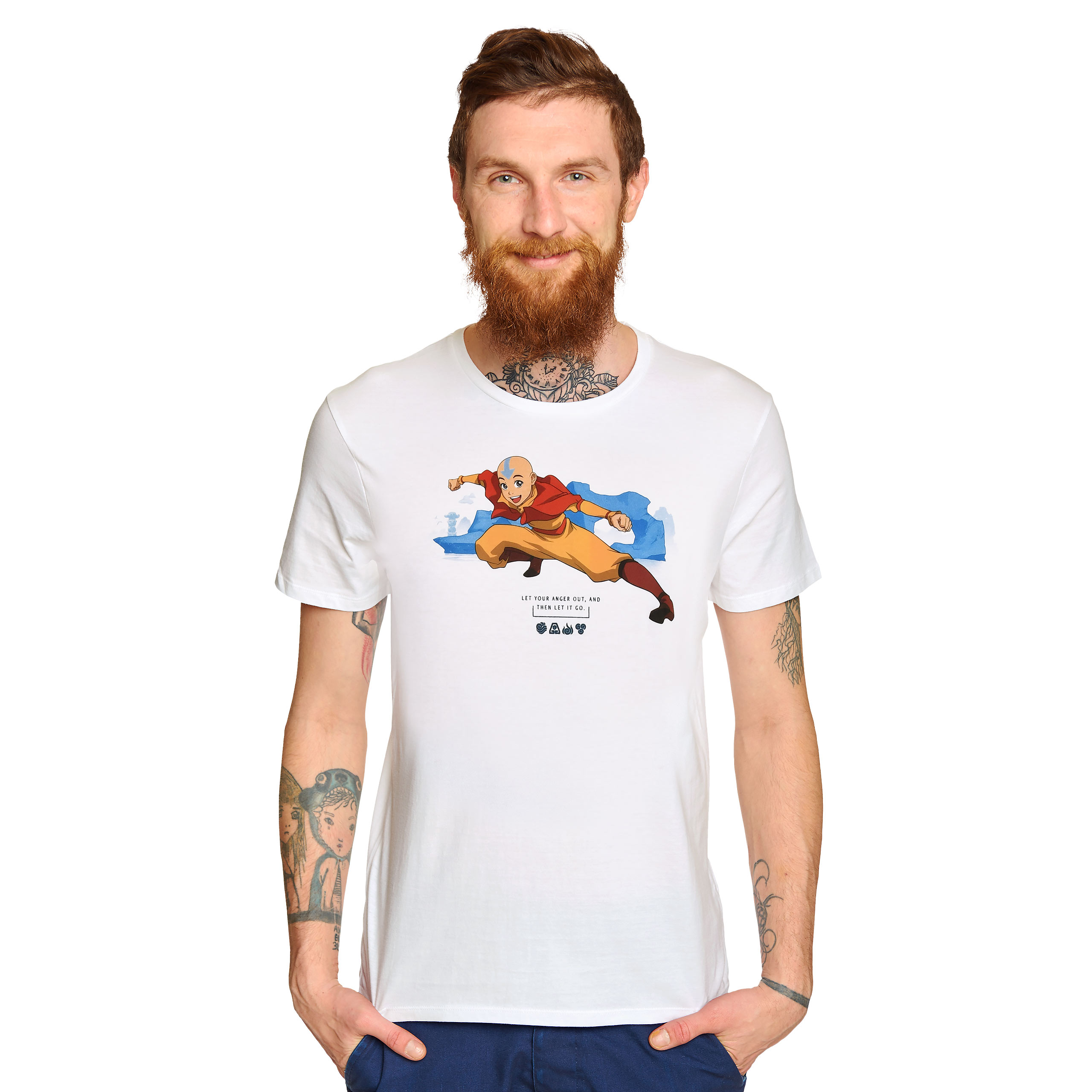 Avatar El último maestro del aire - Camiseta blanca de Aang - XXL - Blanco