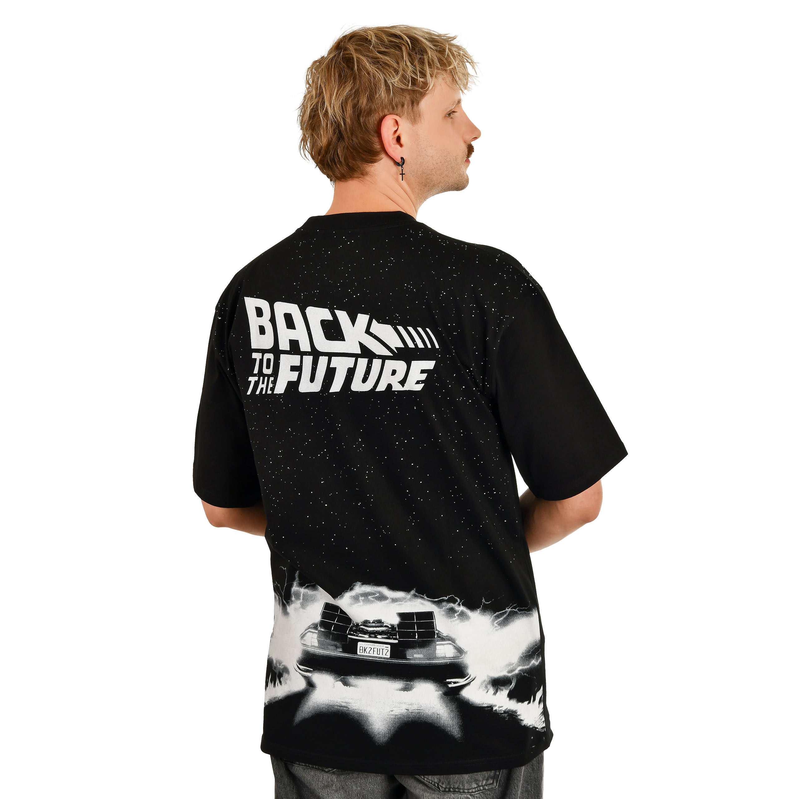 Ritorno al Futuro - T-shirt oversize DeLorean nera - S - Nero