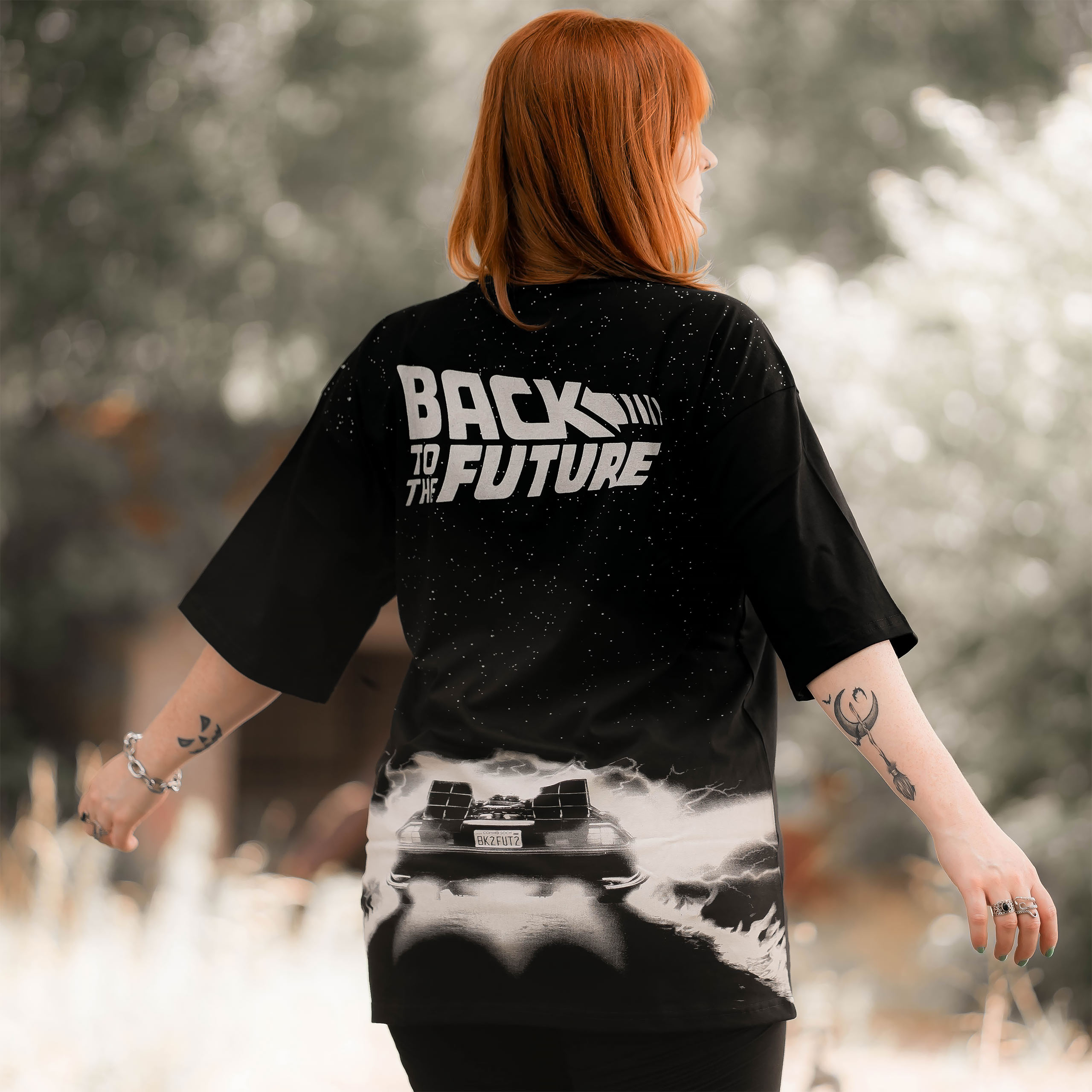 Retour vers le Futur - T-shirt oversize DeLorean noir - M - Noir