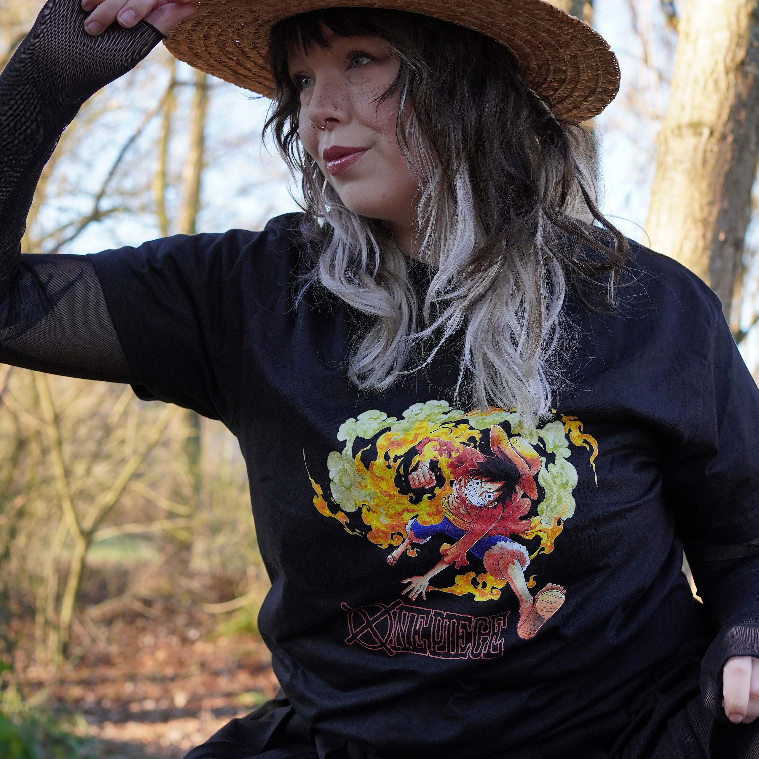 One Piece - T-Shirt Attaque de Luffy Noir - S - Noir