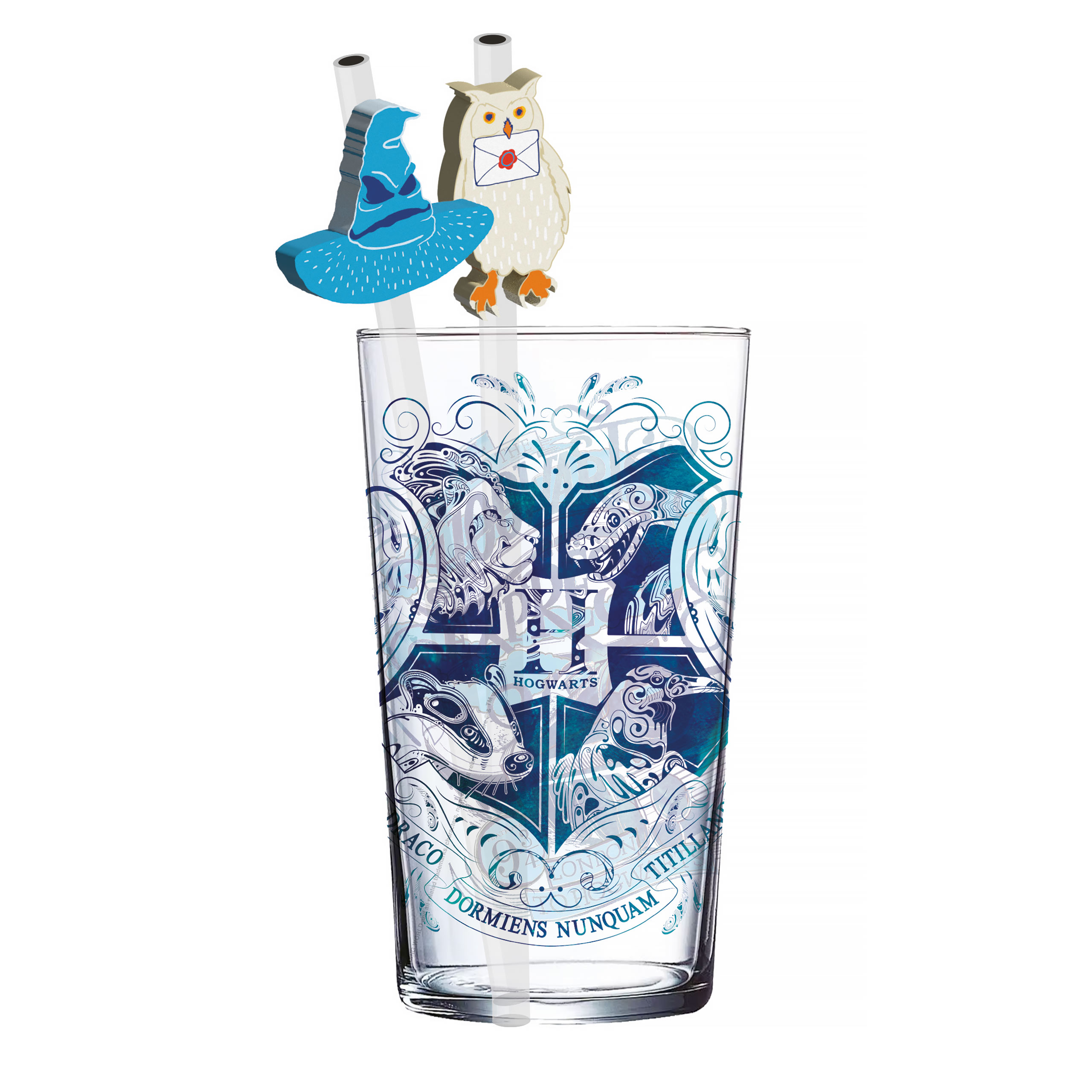 Harry Potter - Hogwarts Glass with 2 Straws